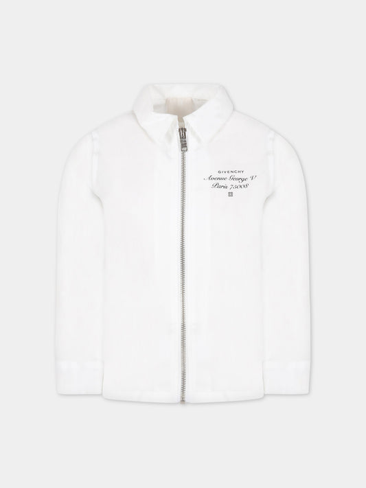 Camicia bianca per bambino con logo nero,Givenchy Kids,H25421 10P