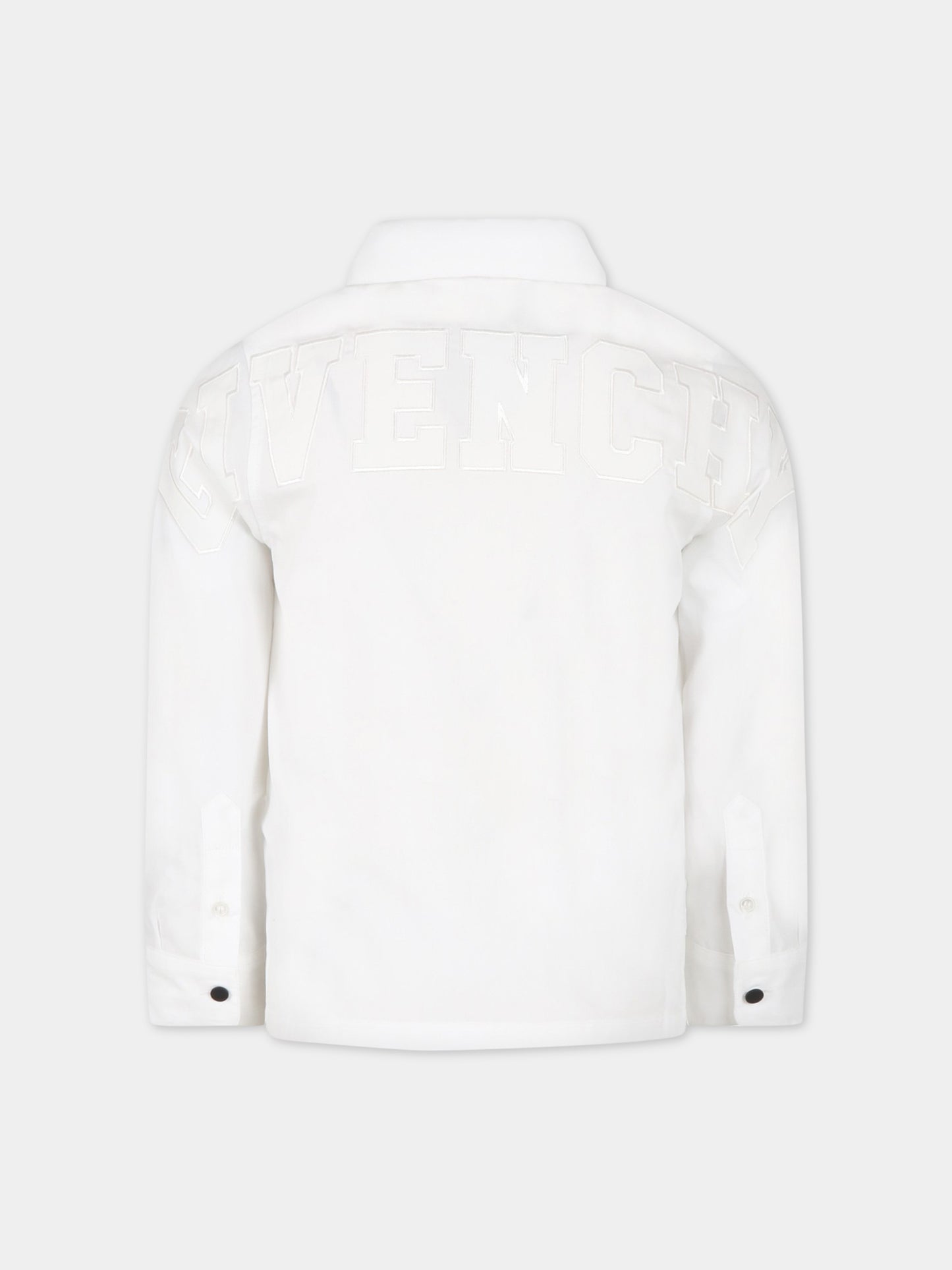 Camicia bianca per bambino con logo nero,Givenchy Kids,H25421 10P