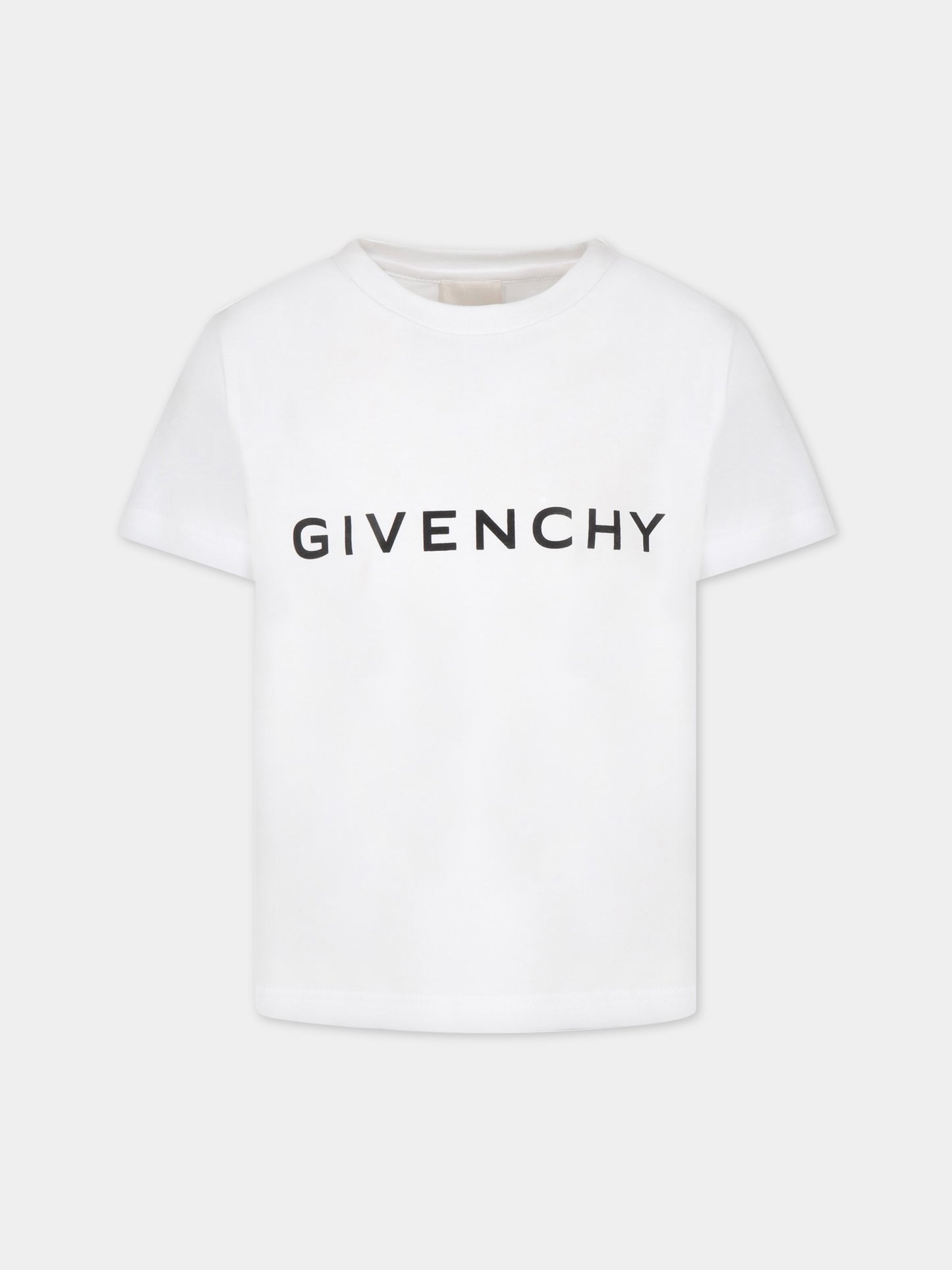 T-shirt bianca per bambino con logo nero,Givenchy Kids,H25406 10P