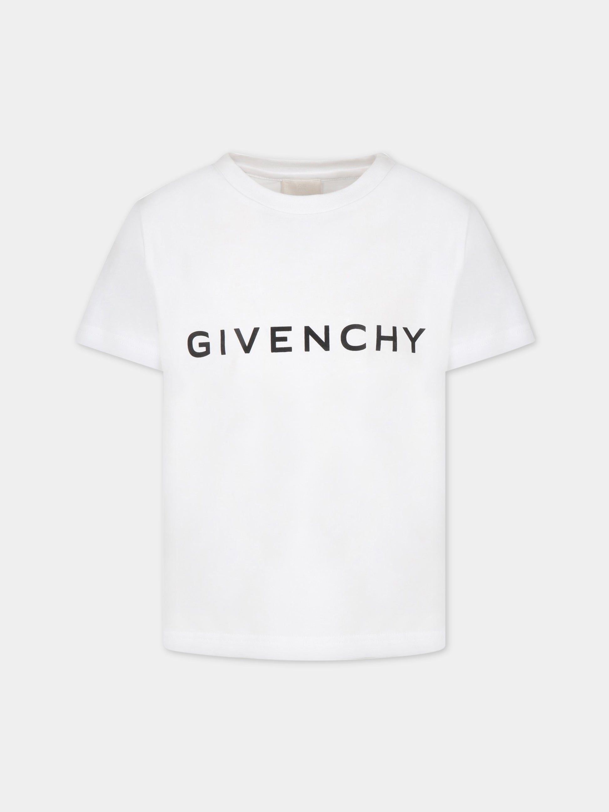 T-shirt bianca per bambino con logo nero,Givenchy Kids,H25406 10P