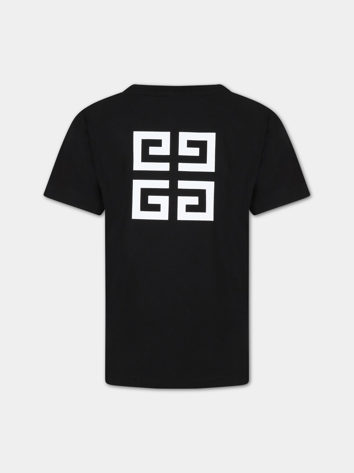T-shirt nera per bambino con logo bianco,Givenchy Kids,H25406 09B