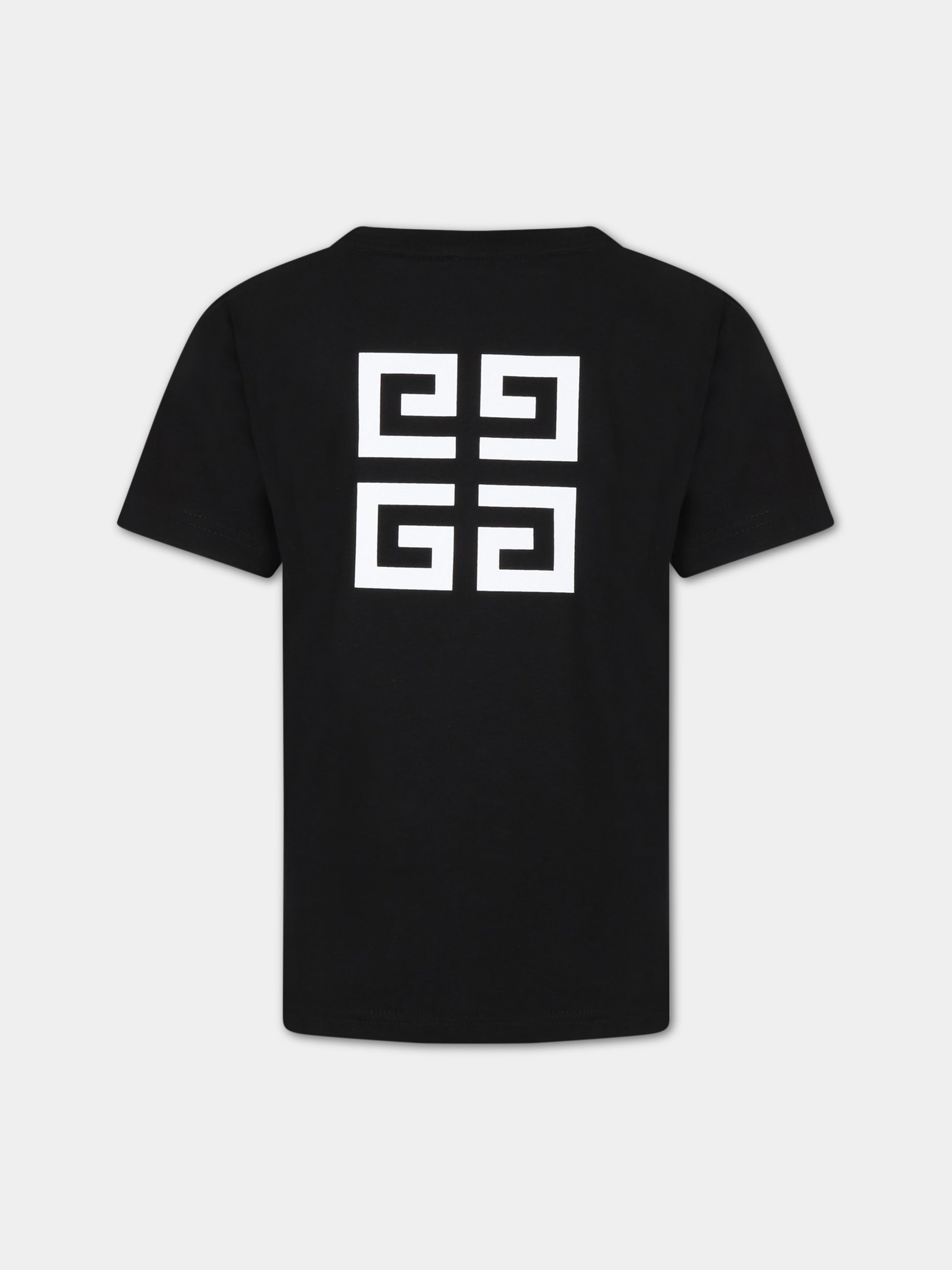T-shirt nera per bambino con logo bianco,Givenchy Kids,H25406 09B