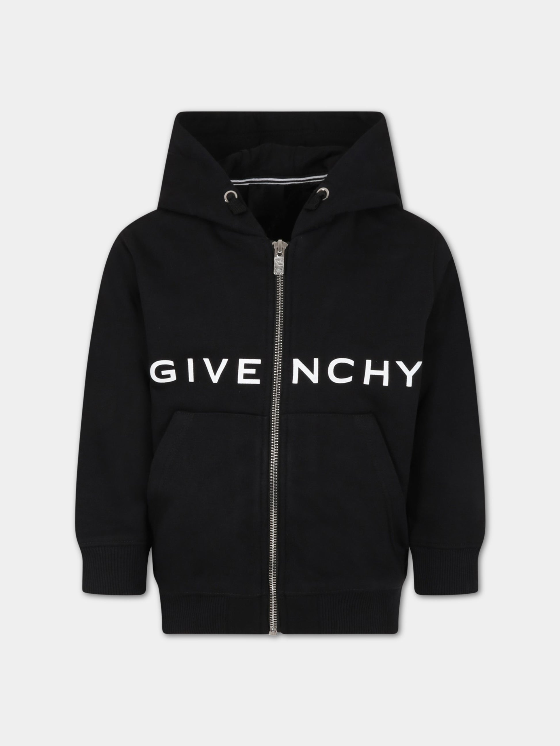 Felpa nera per bambino con logo bianco,Givenchy Kids,H25432 09B