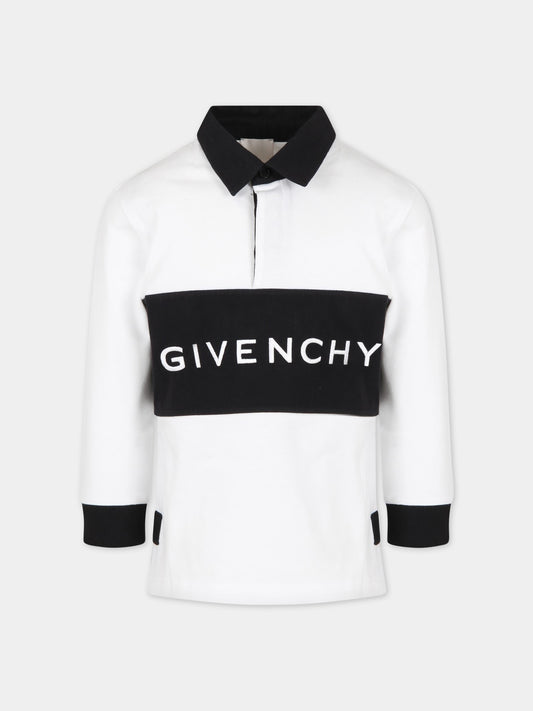 Polo bianca per bambino con logo,Givenchy Kids,H25420 10P