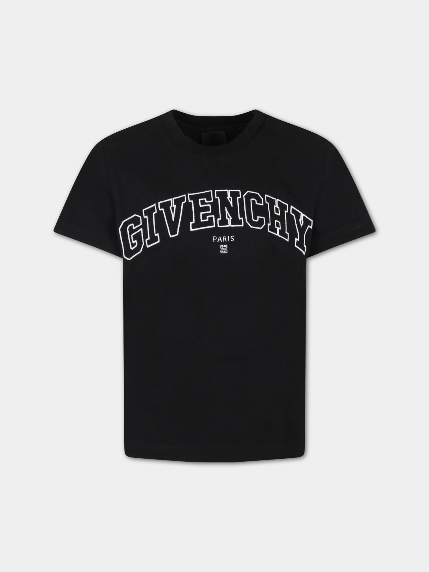 T-shirt nera per bambino con logo bianco,Givenchy Kids,H25418 09B