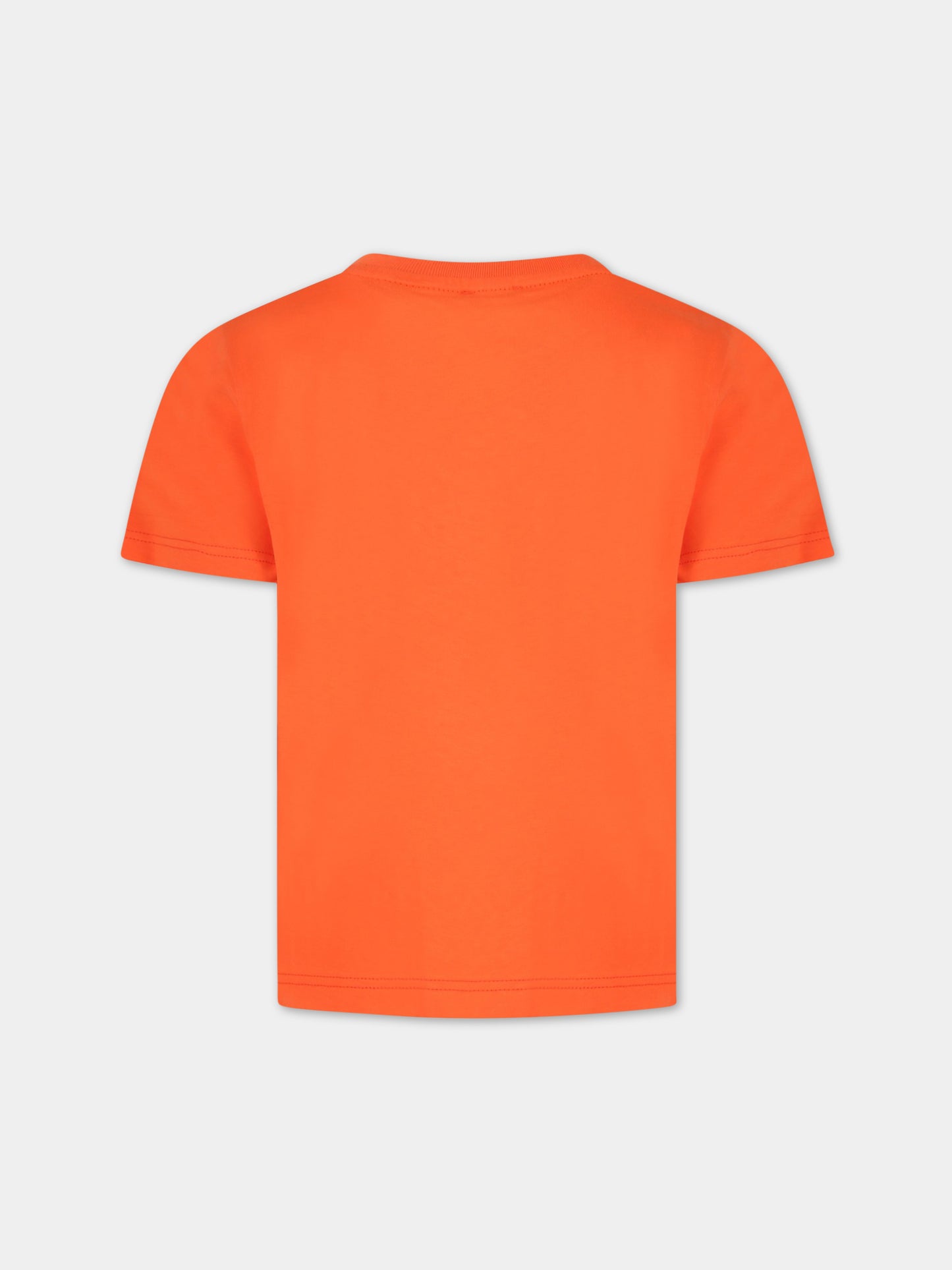T-shirt arancione con onda e logo,Givenchy Kids,H25411 98B
