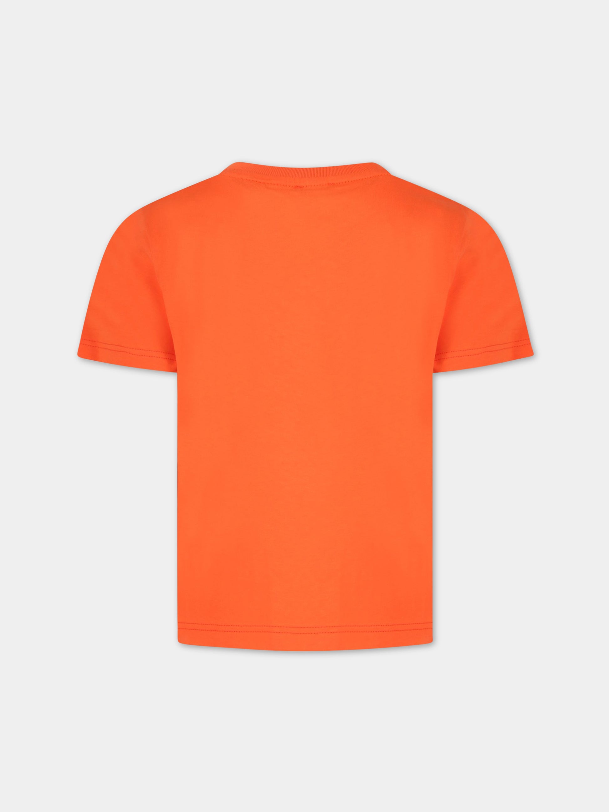 T-shirt arancione con onda e logo,Givenchy Kids,H25411 98B