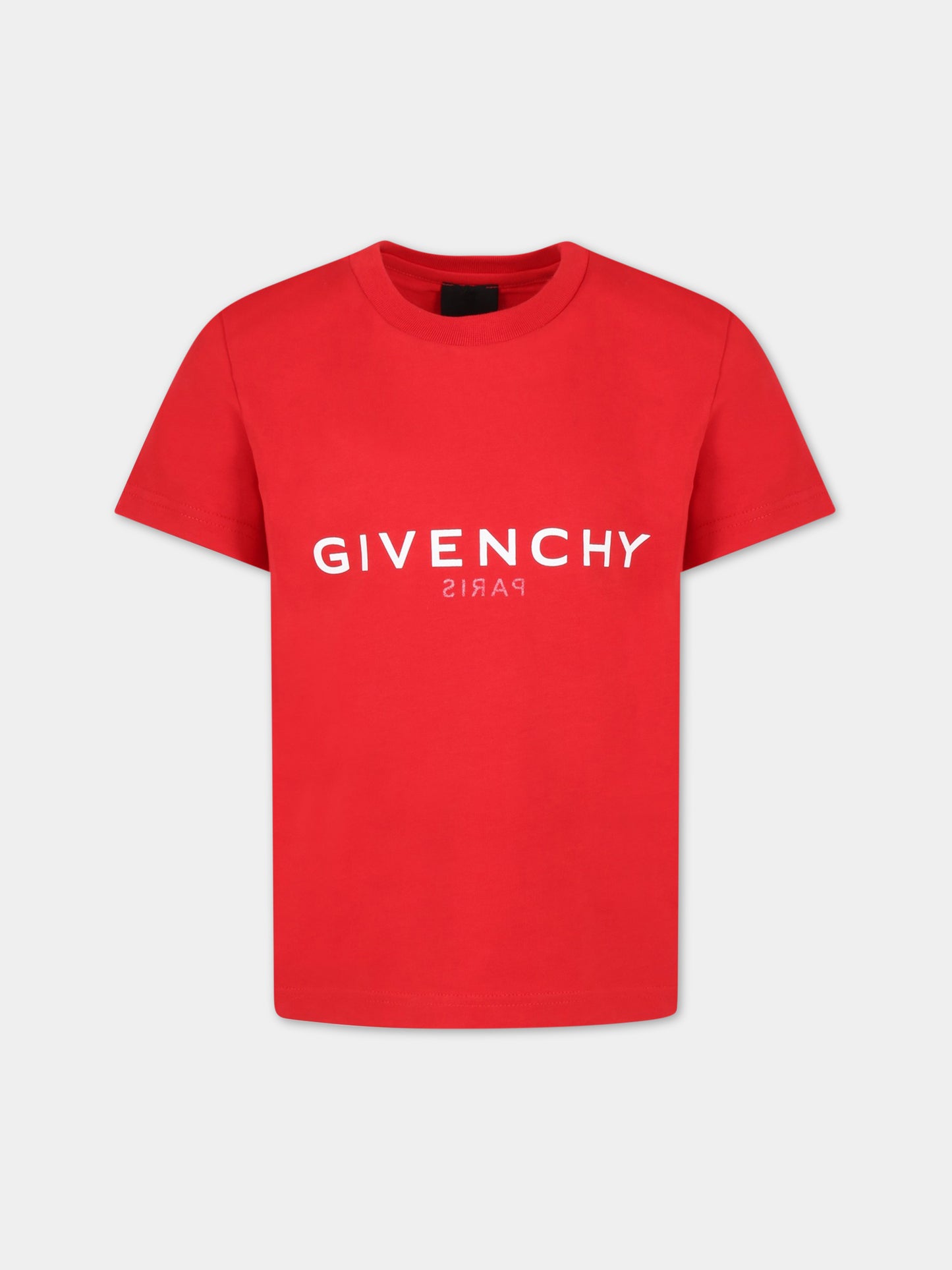 T-shirt rossa per bambino con logo bianco,Givenchy Kids,H25404 991