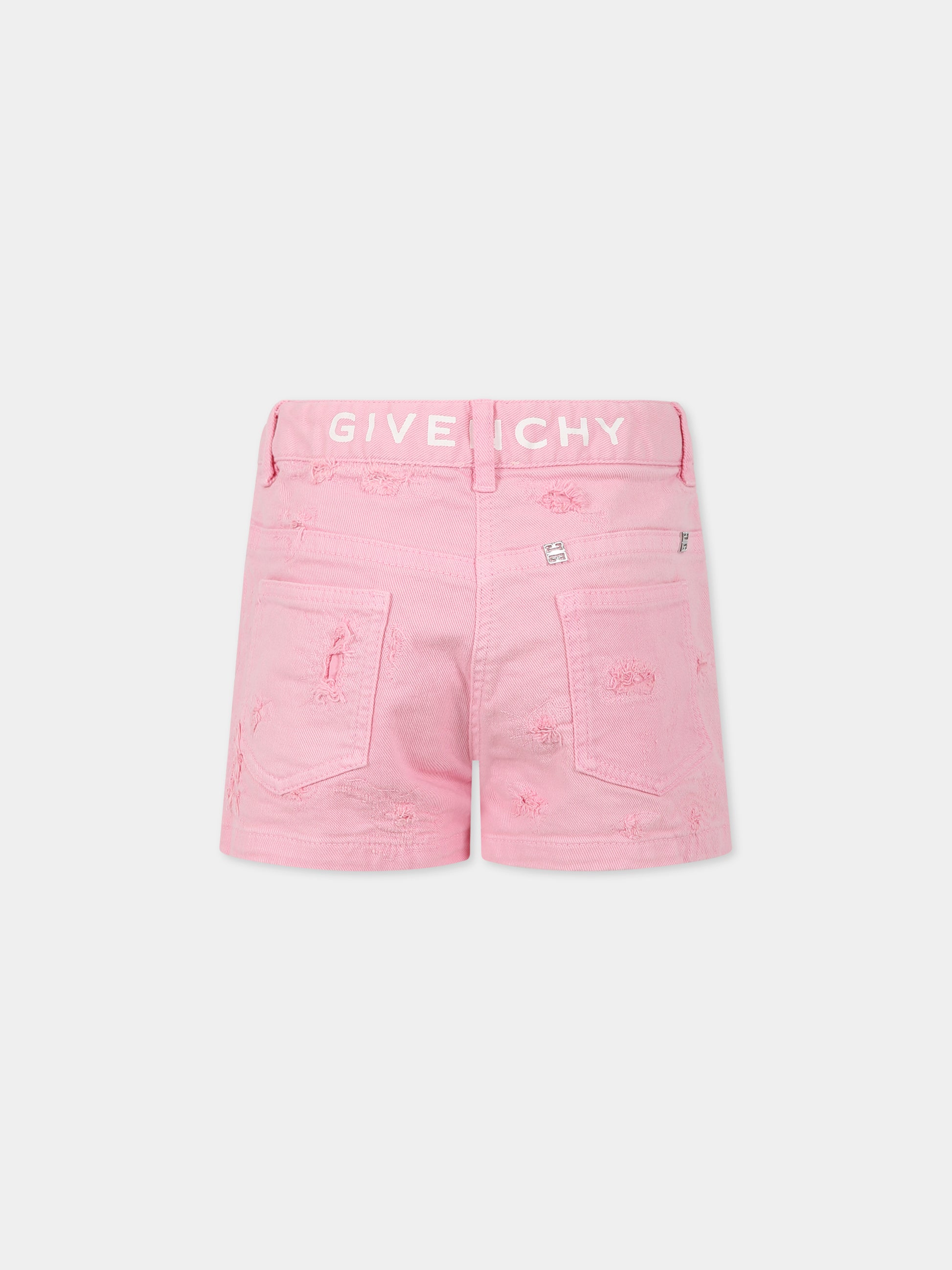 Shorts rosa per bambina con logo,Givenchy Kids,H14204 465