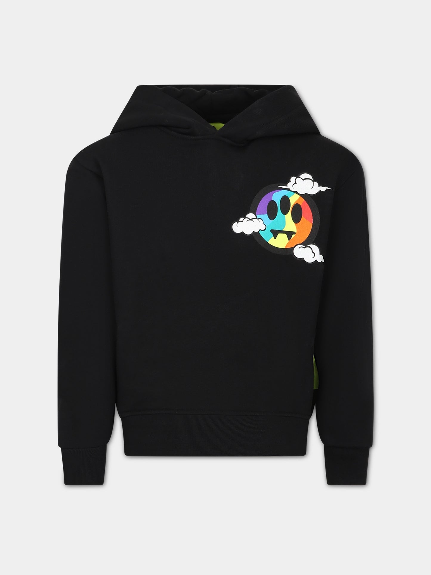 Felpa nero per bambini con iconico smile e logo multicolor,Barrow,032921 110