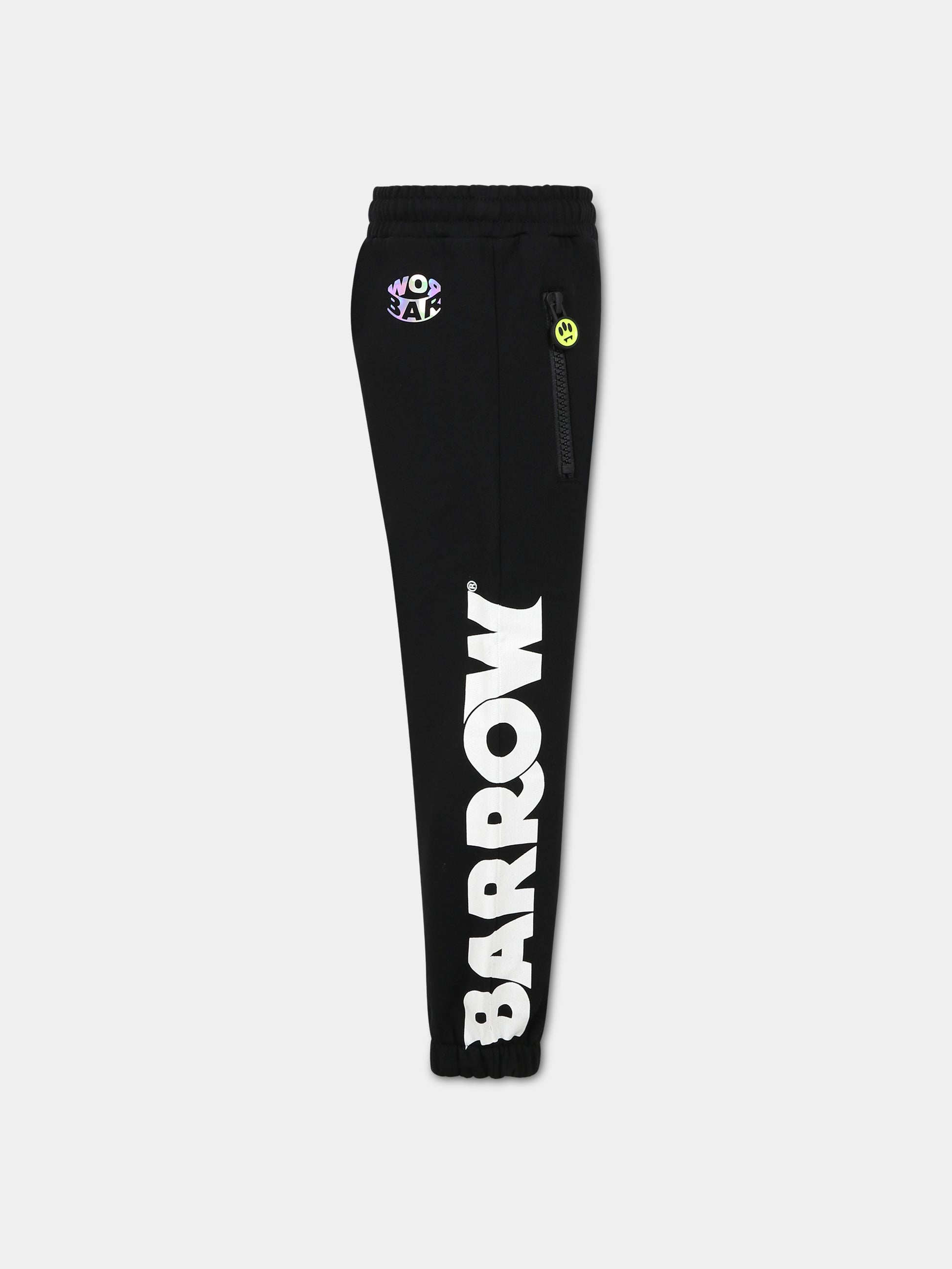 Pantaloni nero per bambini con logo e iconico smile,Barrow,033035 110