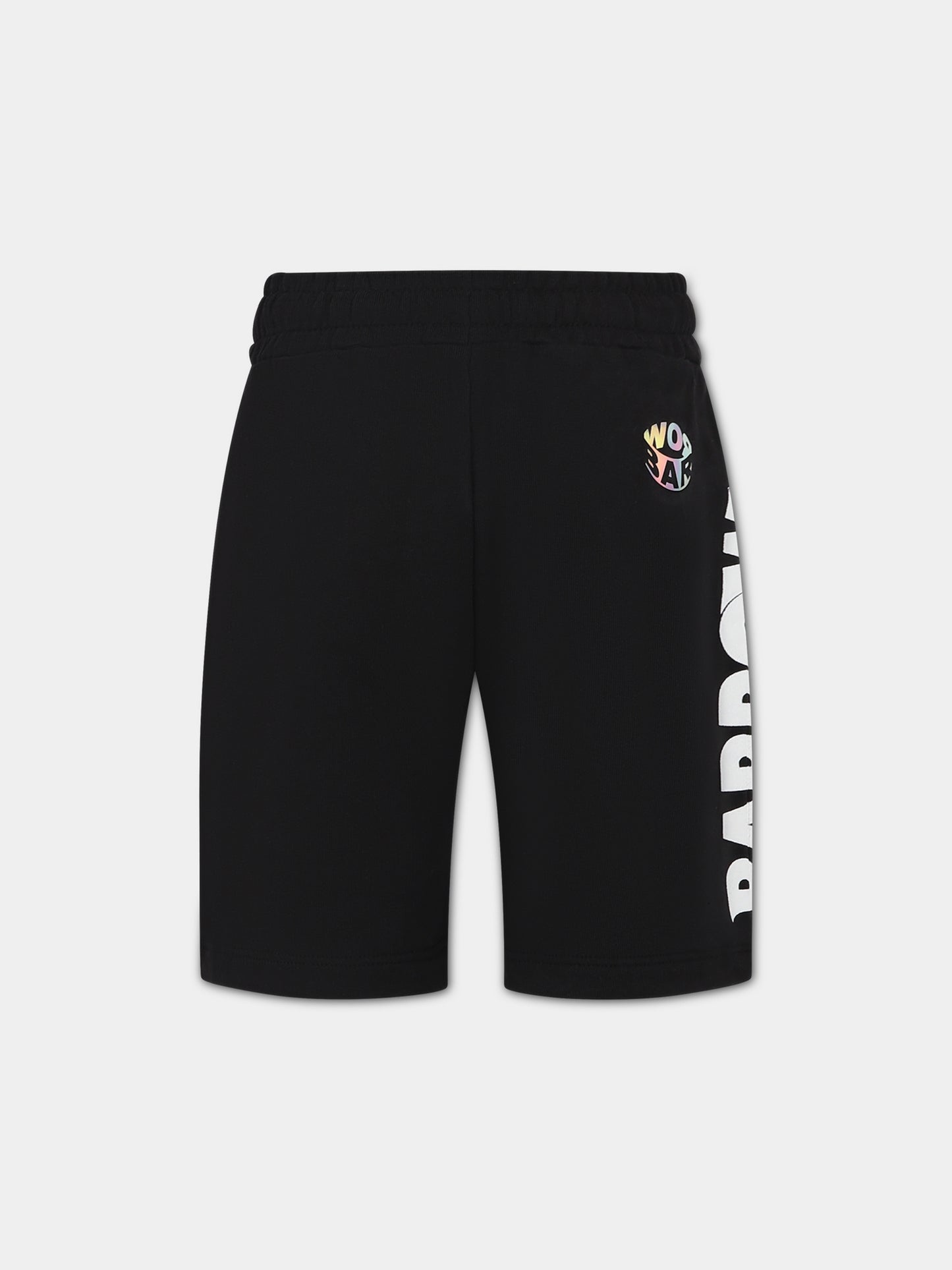 Shorts nero per bambini con logo e iconico smile,Barrow,033036 110