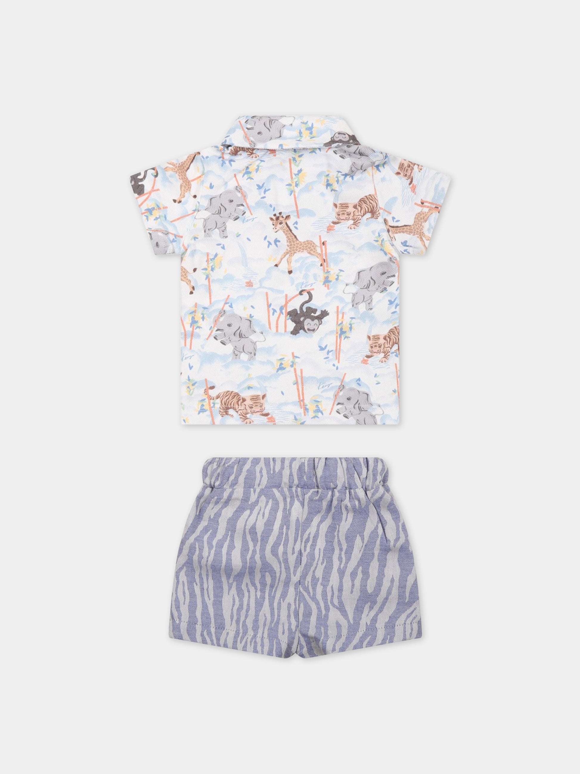 Completo multicolor per neonato con animali e logo,Kenzo Kids,K98102 10P