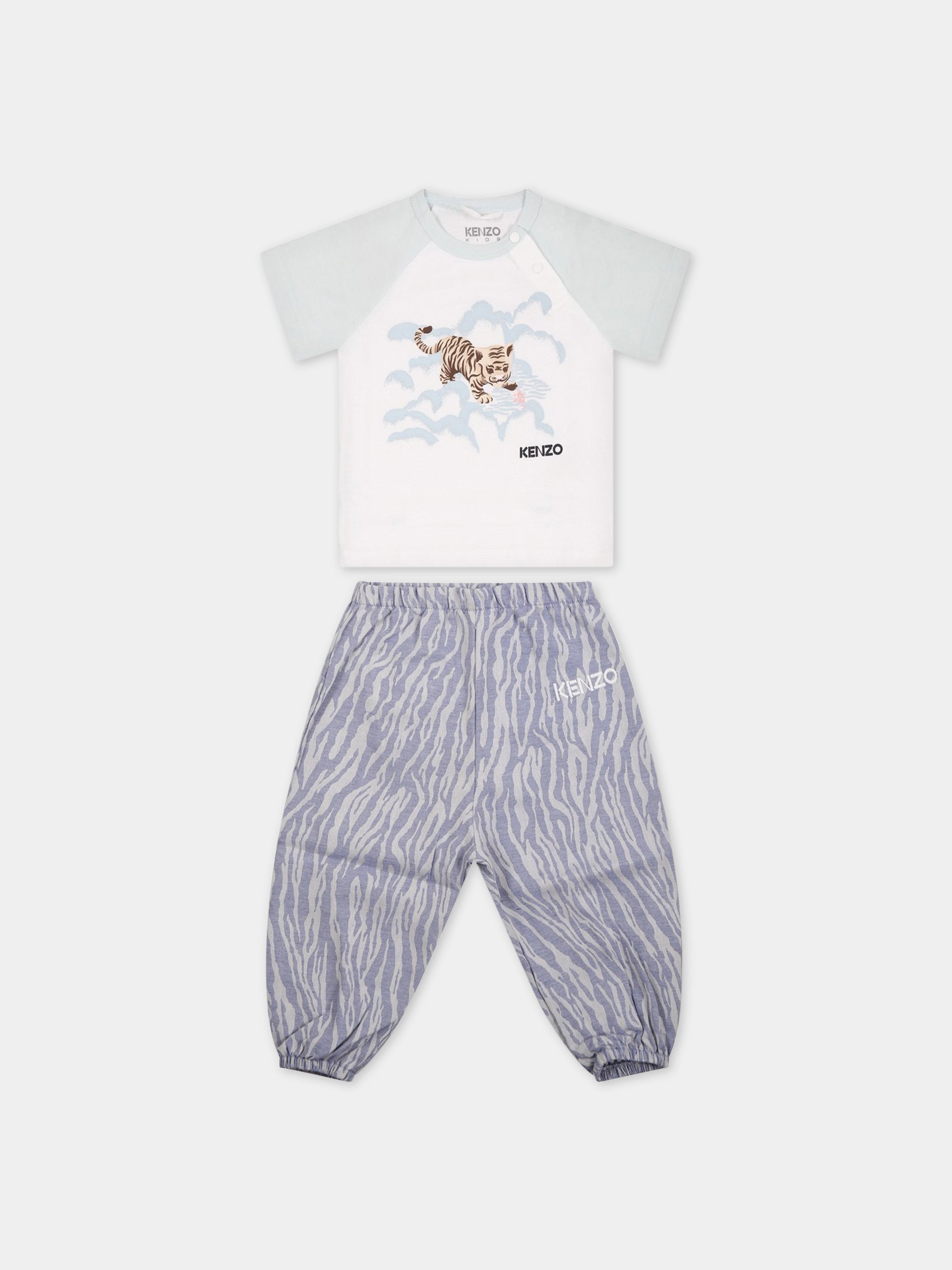 Completo multicolor per neonato con tigre e logo,Kenzo Kids,K98094 78P