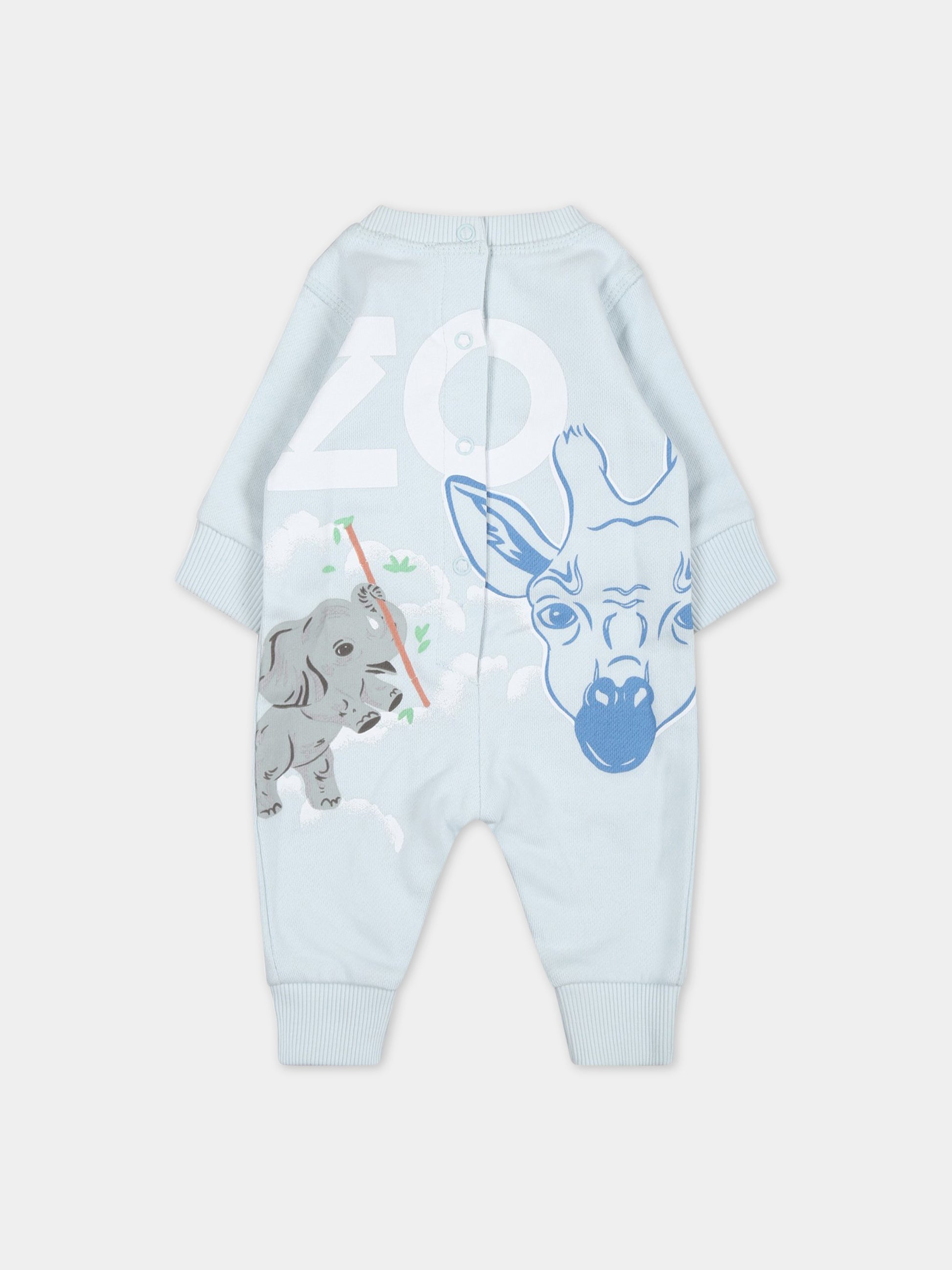 Tutina celeste per neonato con stampa e logo,Kenzo Kids,K94102 791