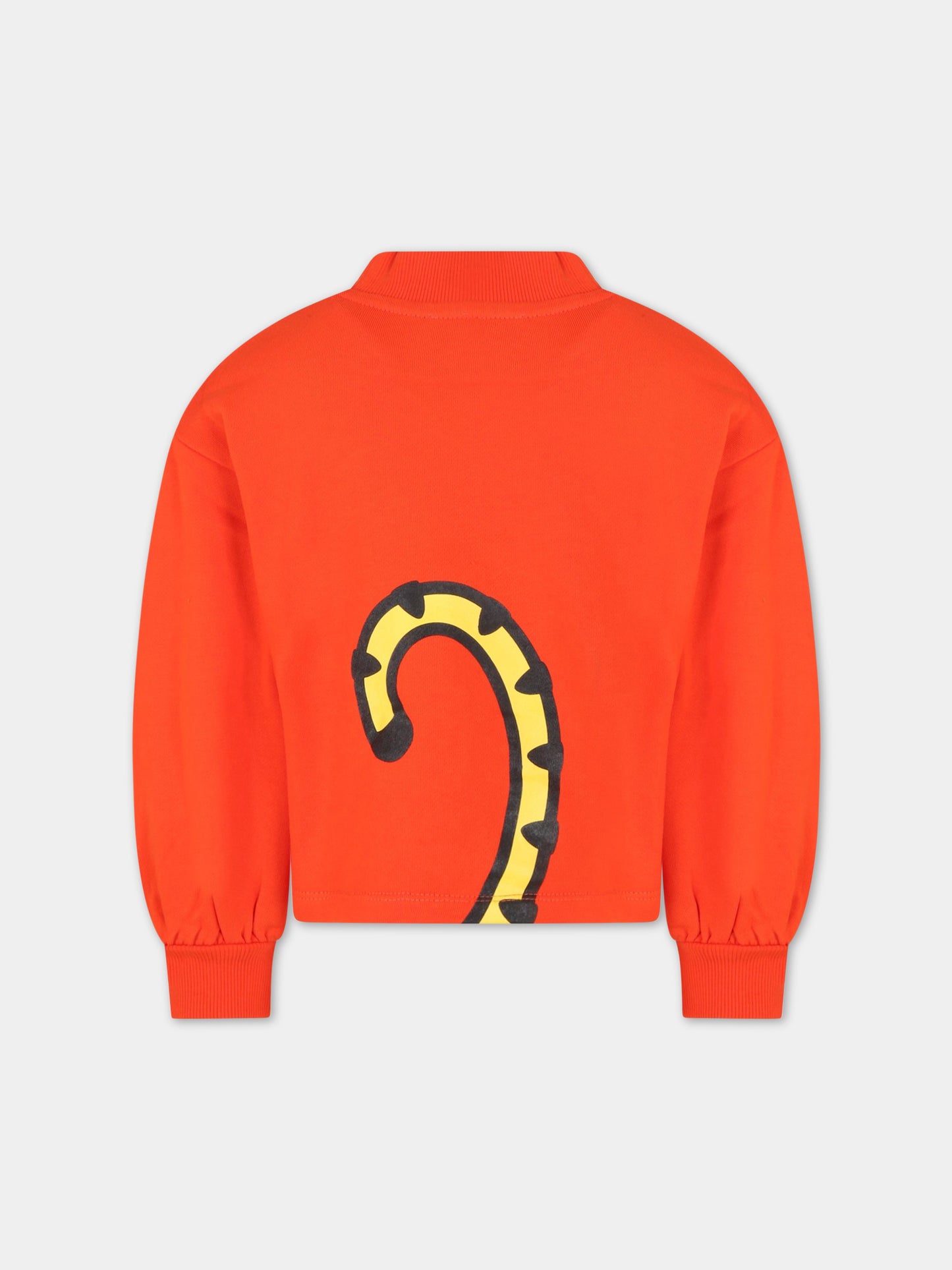 Felpa arancione per bambina con tigre e logo,Kenzo Kids,K15666 987