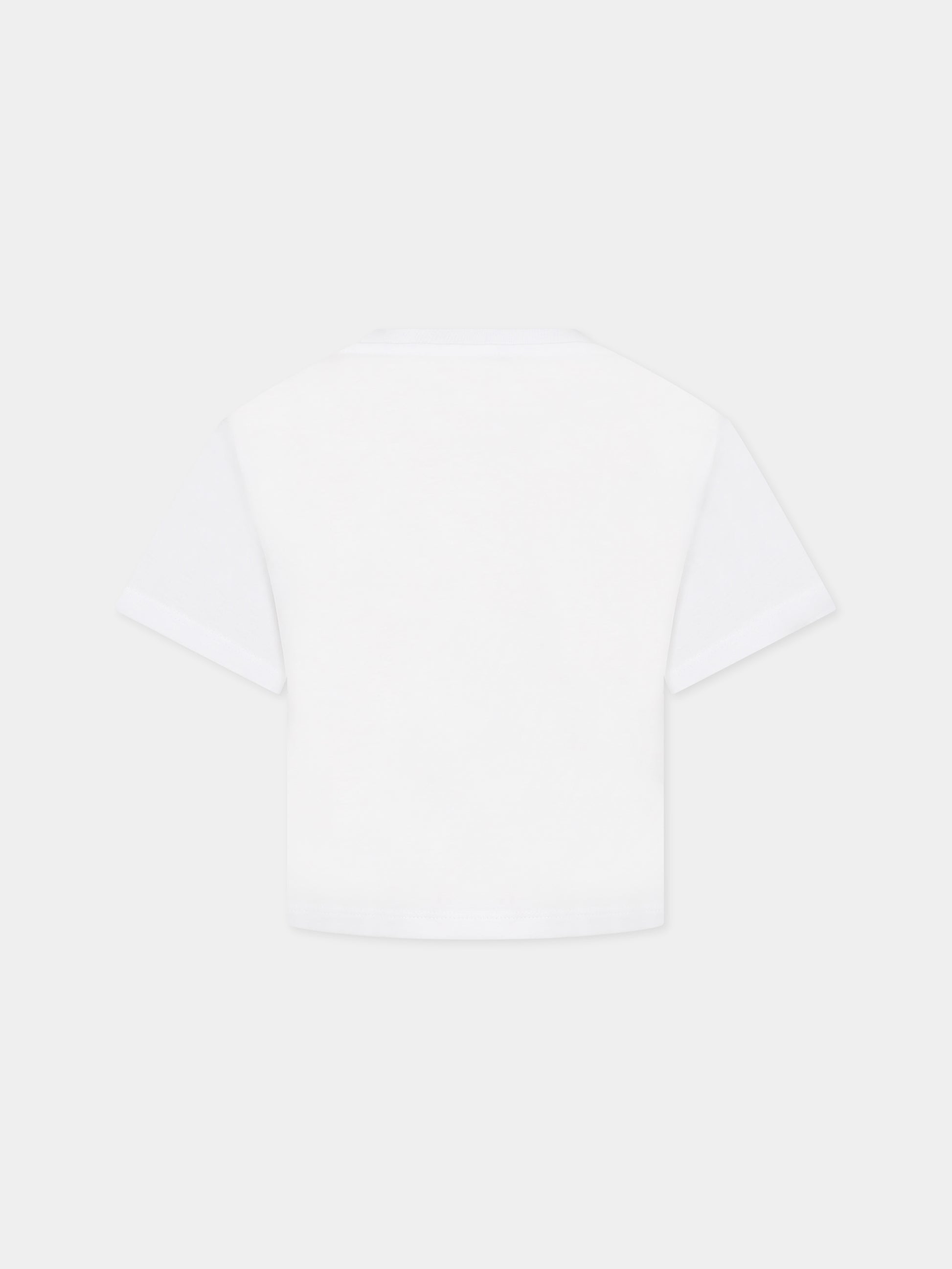 T-shirt bianca per bambina con Kotora e logo,Kenzo Kids,K15656 10P