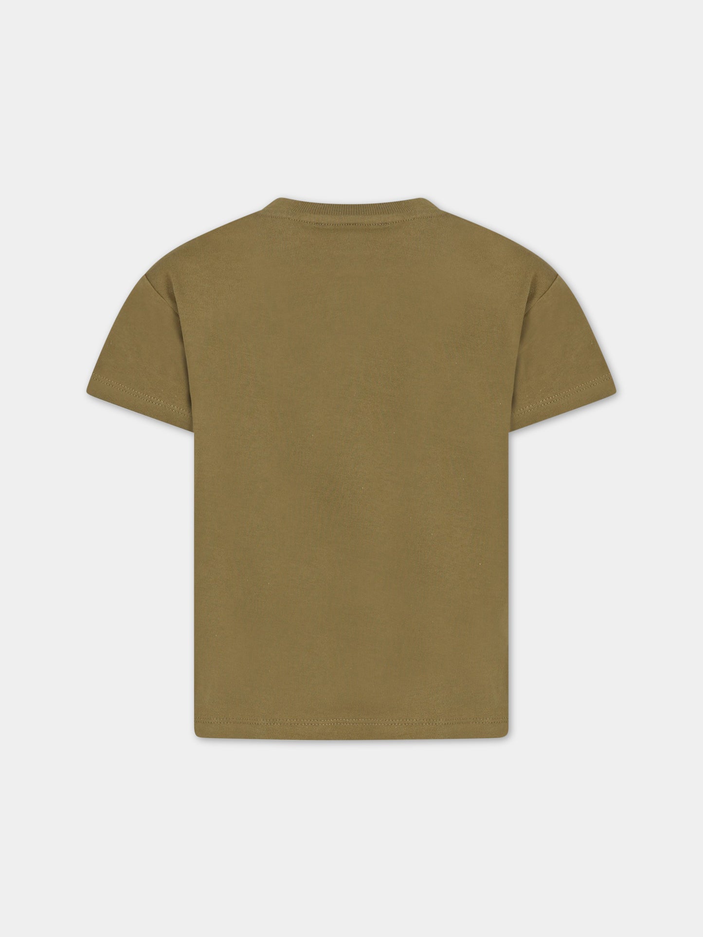 T-shirt verde per bambino con giraffa e logo,Kenzo Kids,K25781 626