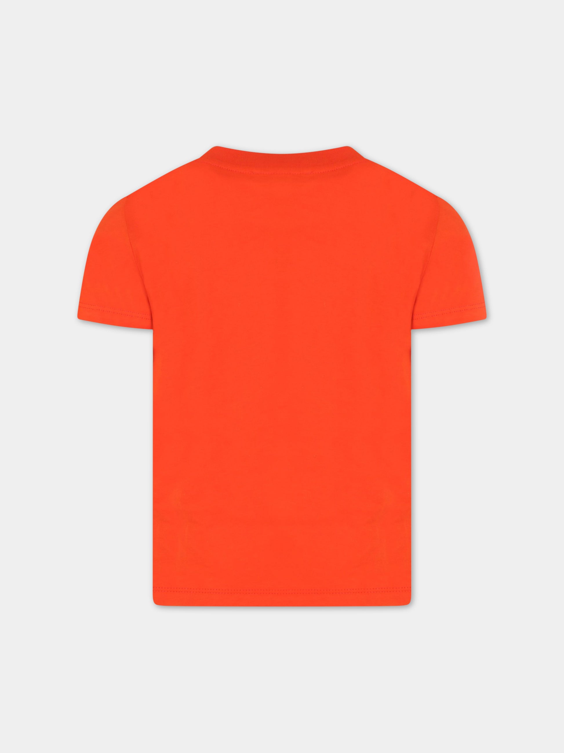 T-shirt arancione  per bambino con tigre e logo,Kenzo Kids,K25782 987