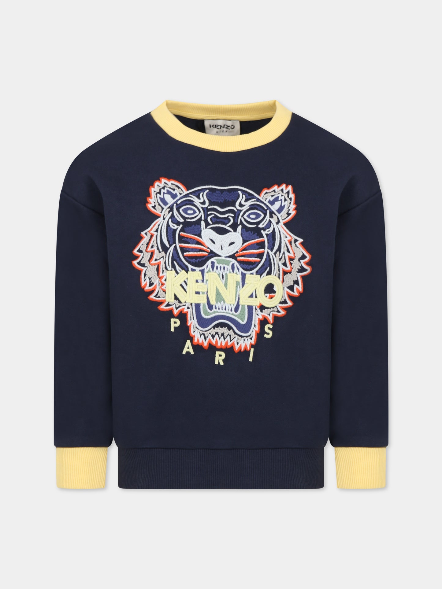 Felpa blu per bambino con Kotora e logo,Kenzo Kids,K25793 857
