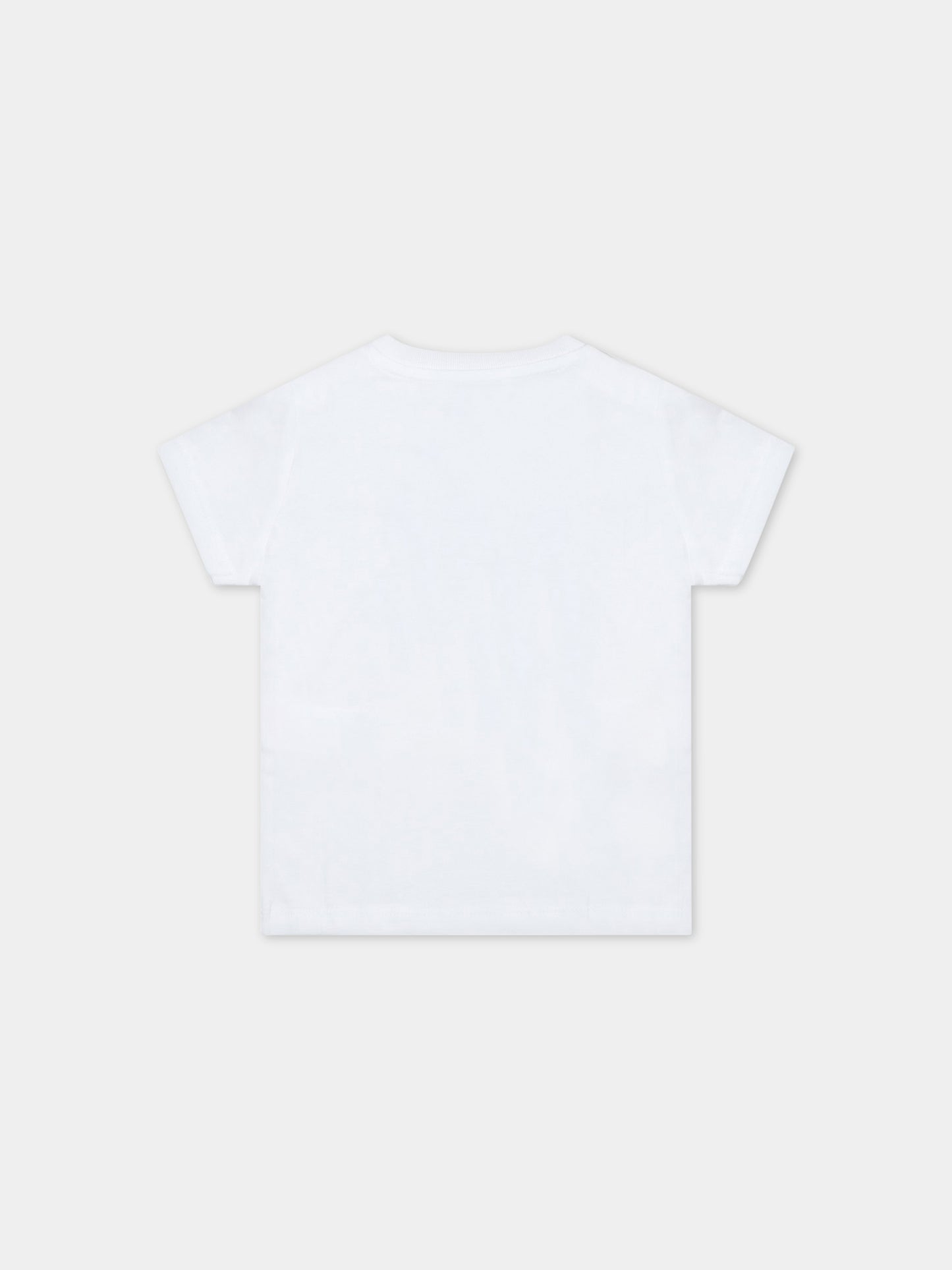 T-shirt bianca per neonato con trigre iconica e logo,Kenzo Kids,K05480 10B