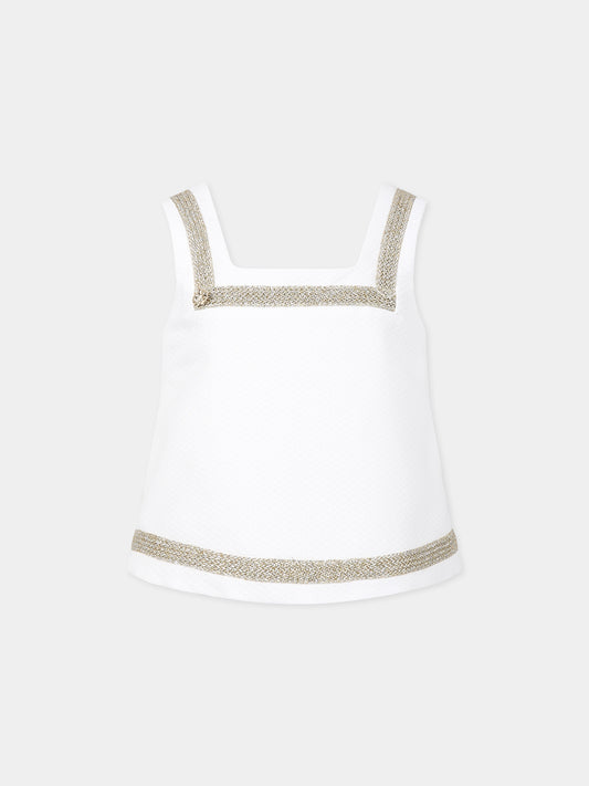 Top bianco per bambina con dettagli in lurex,Genny,GFCA004 PQ16 D000