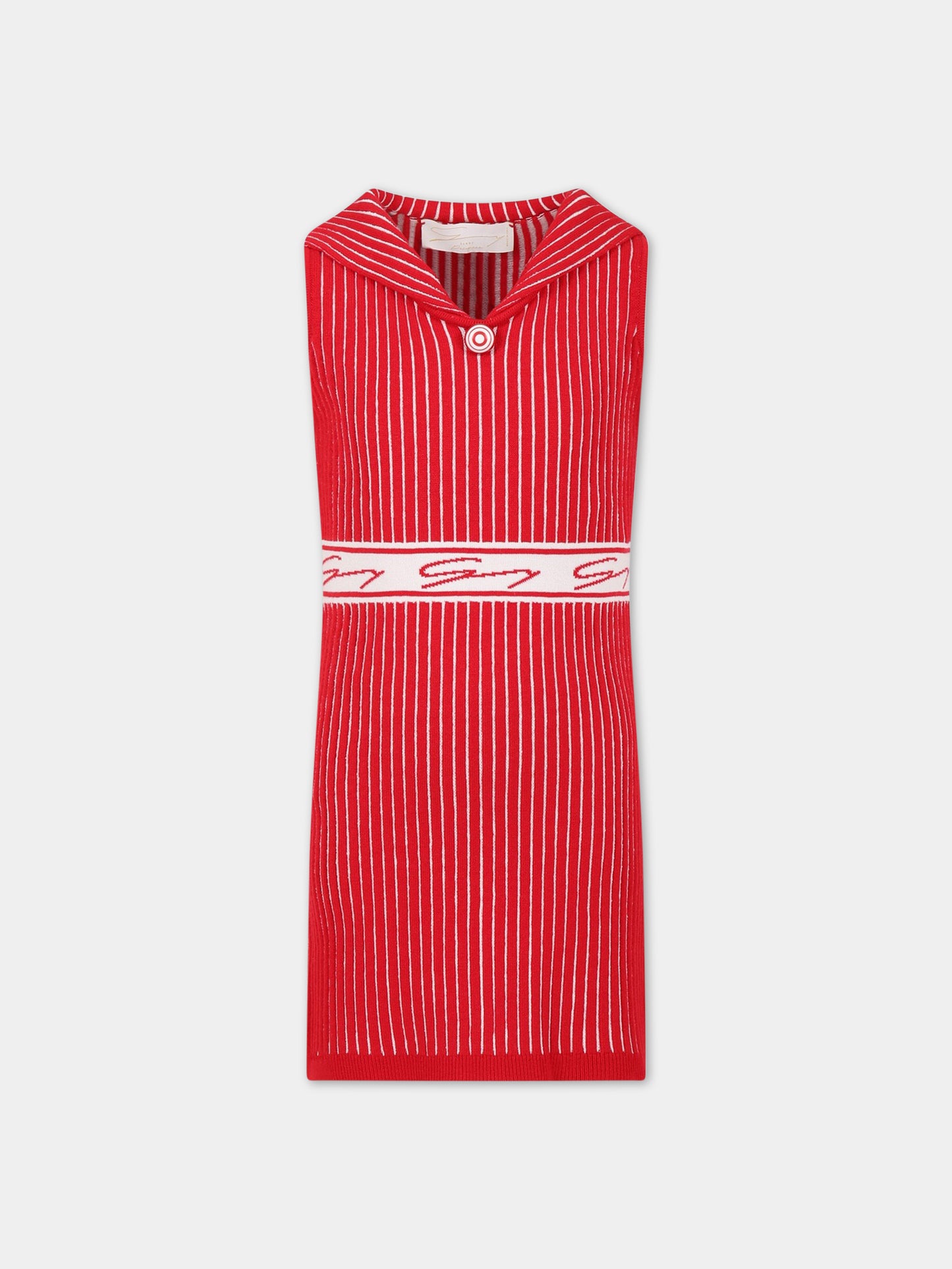 Vestito rosso per bambina con logo,Genny,GFAB016C FL210 D004