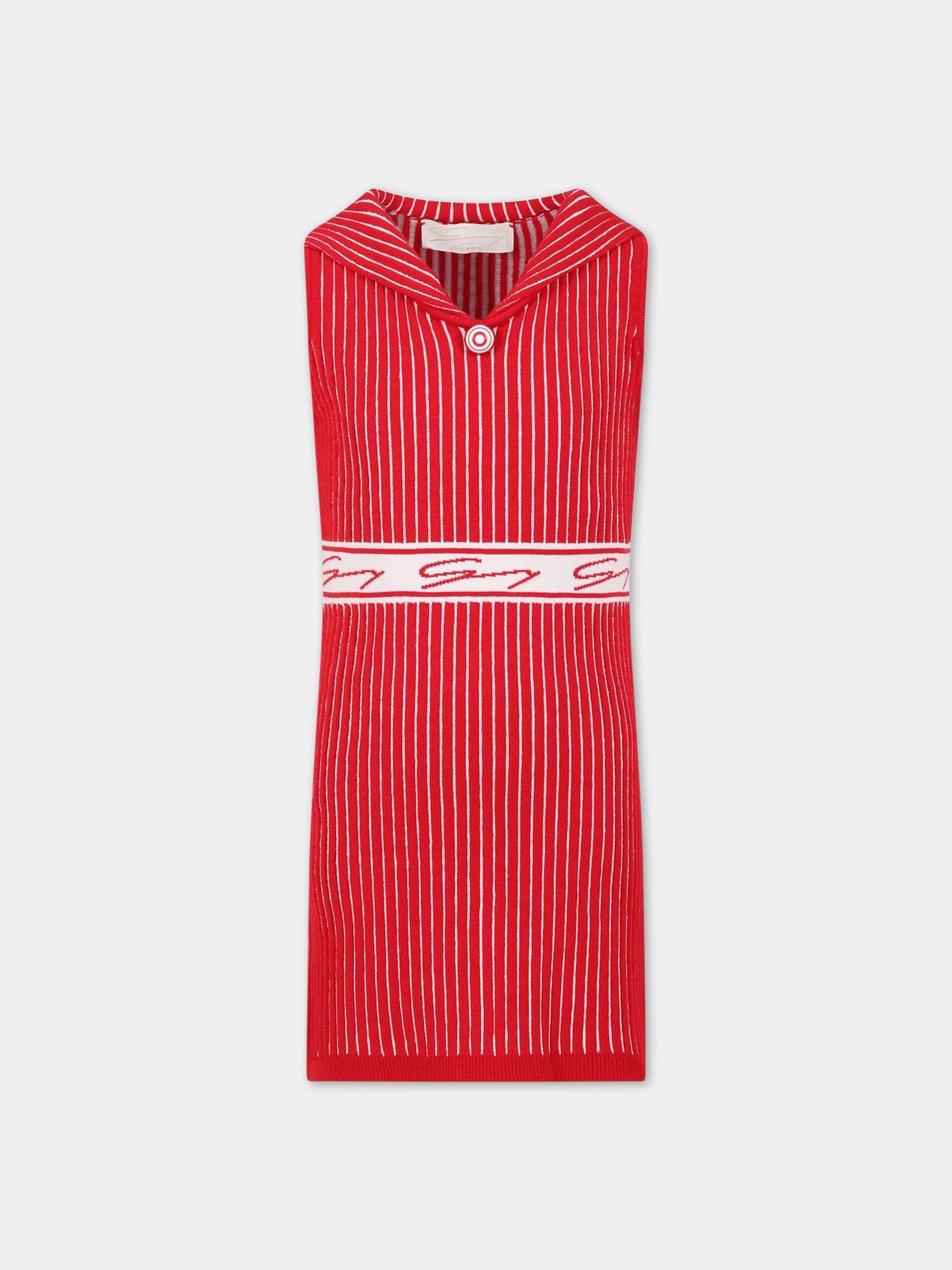 Vestito rosso per bambina con logo,Genny,GFAB016C FL210 D004