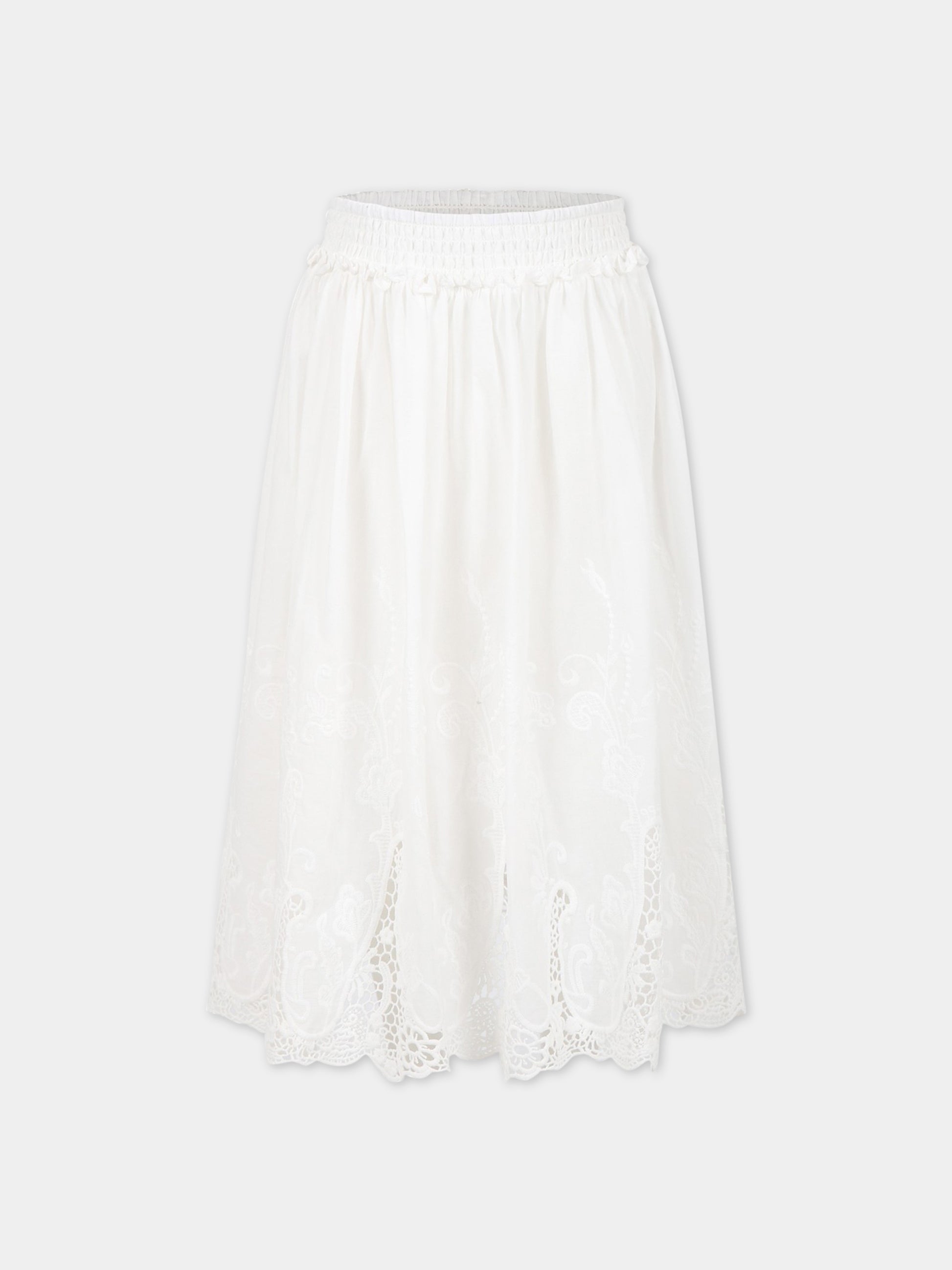 Gonna bianca per bambina con logo,Ermanno Scervino Junior,SFGO040C RI350 0002