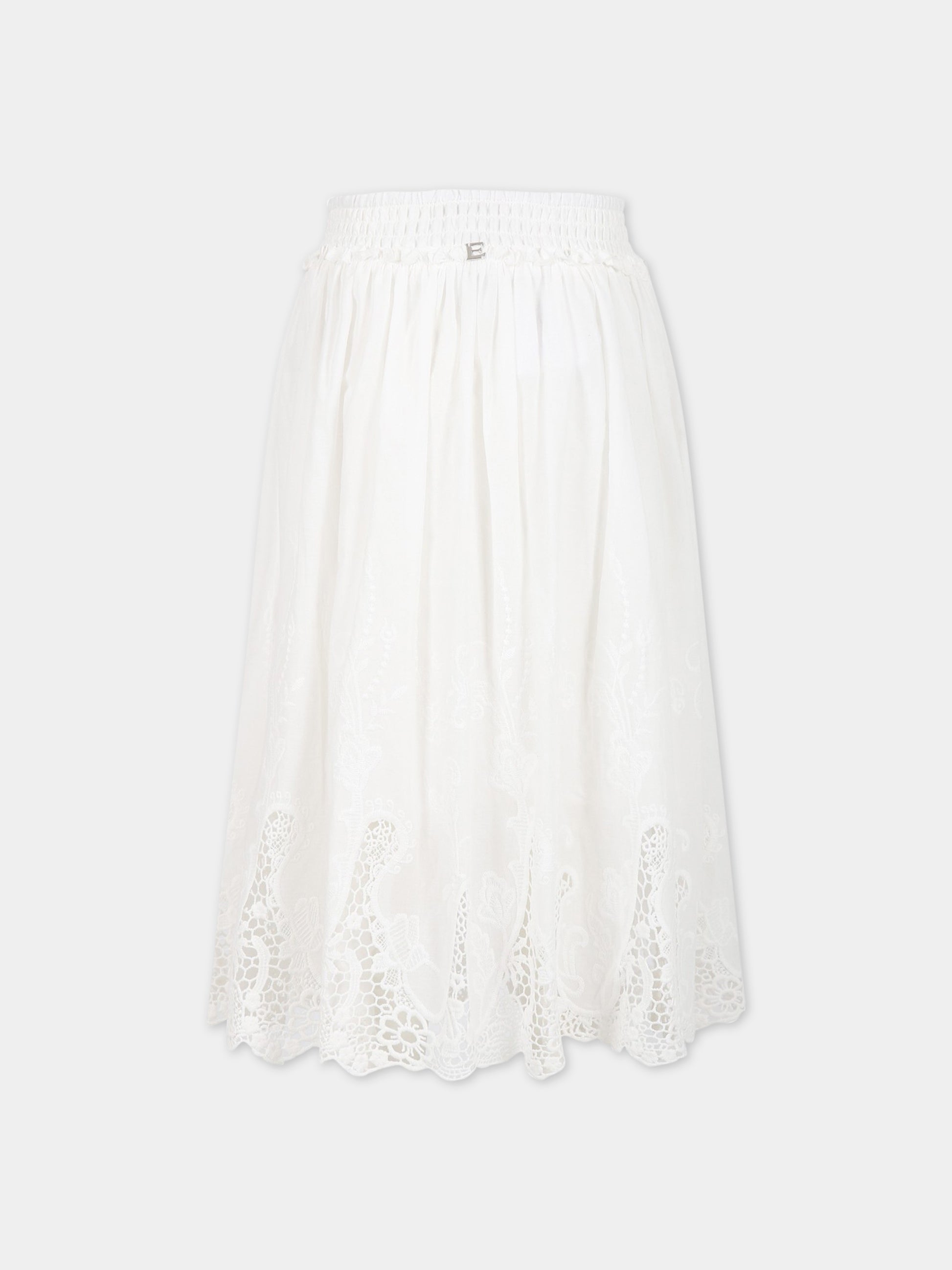 Gonna bianca per bambina con logo,Ermanno Scervino Junior,SFGO040C RI350 0002