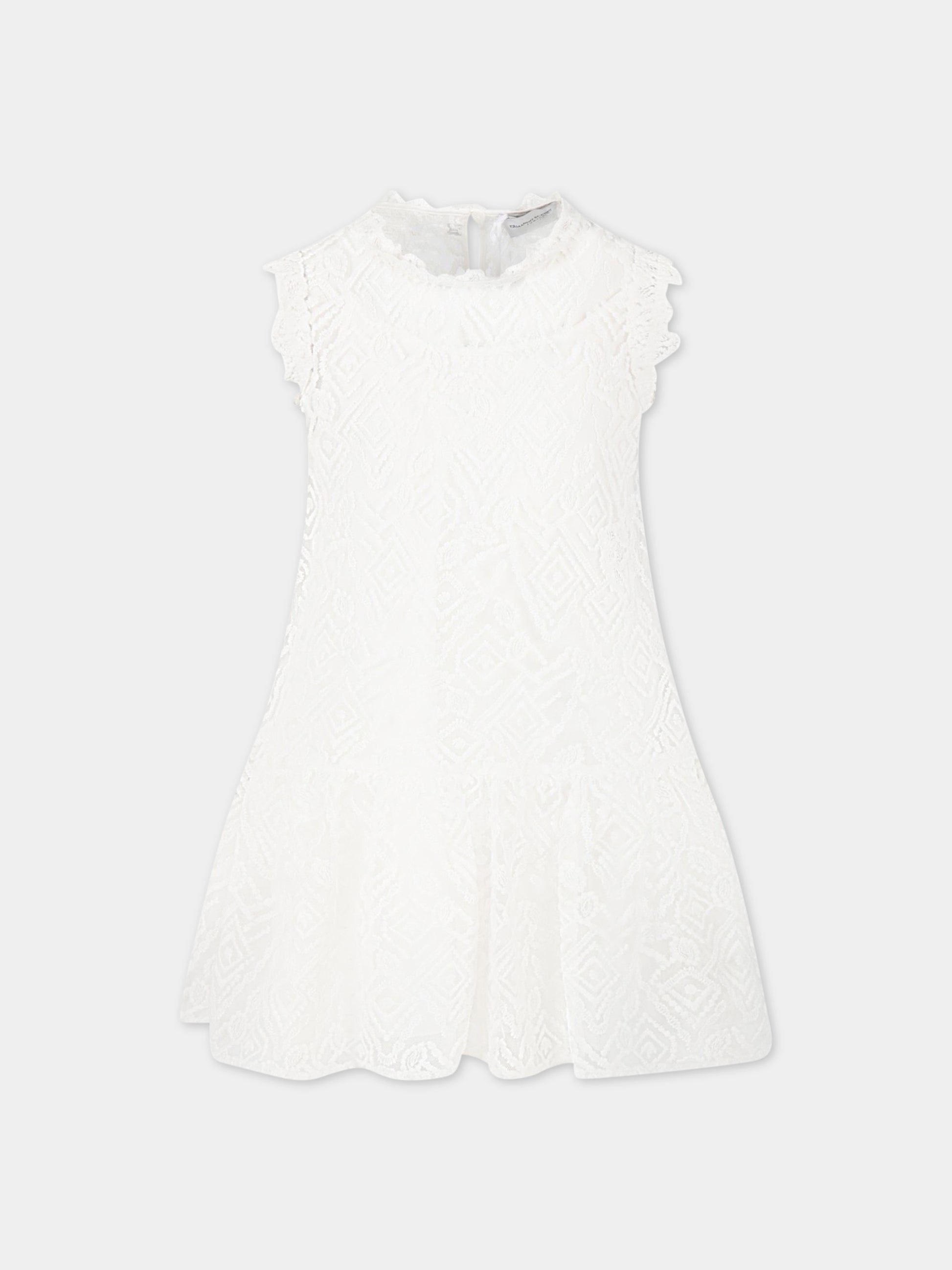 Vestito bianco per bambina con logo,Ermanno Scervino Junior,SFAB114 RI345 0001