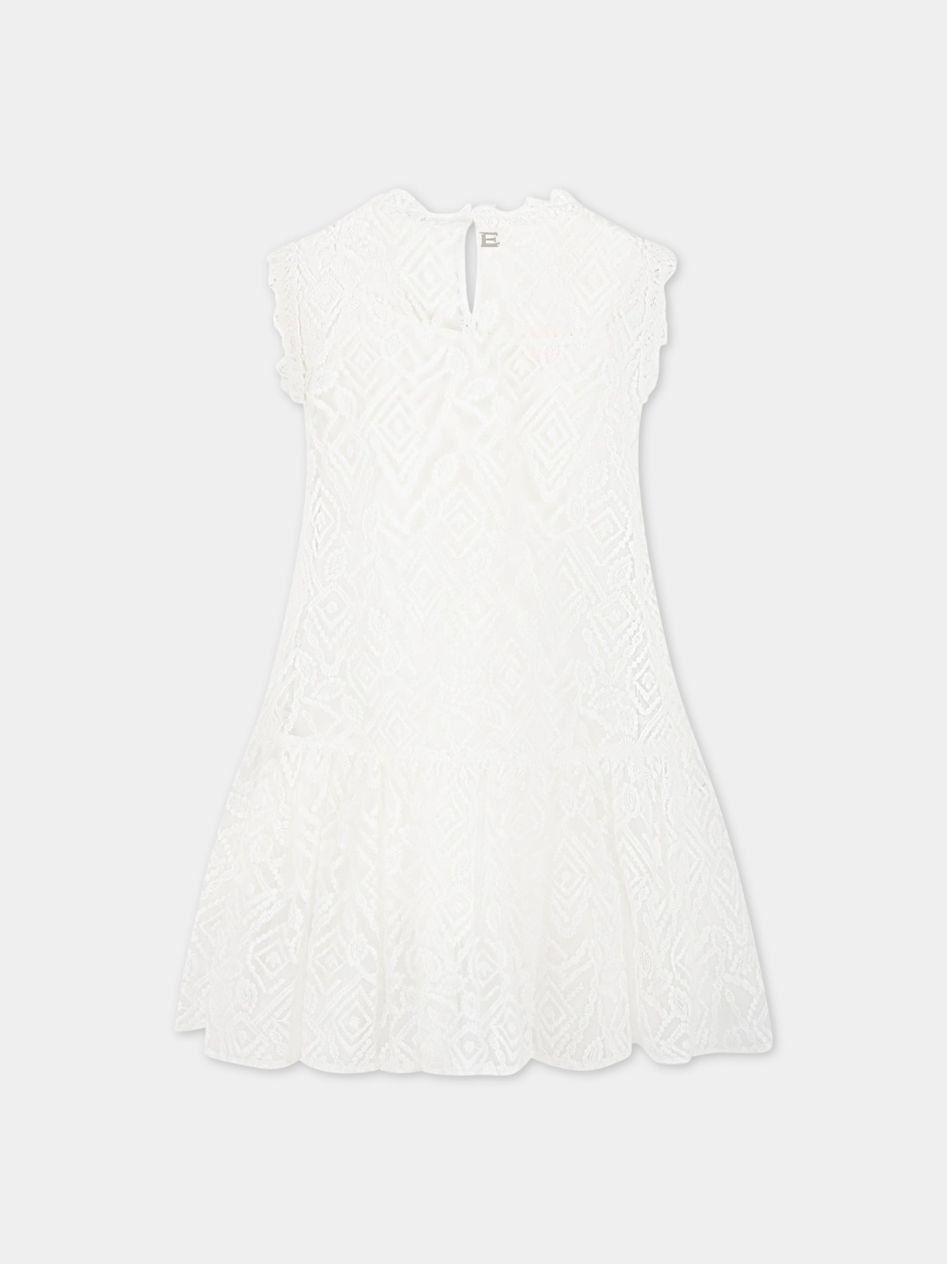 Vestito bianco per bambina con logo,Ermanno Scervino Junior,SFAB114 RI345 0001