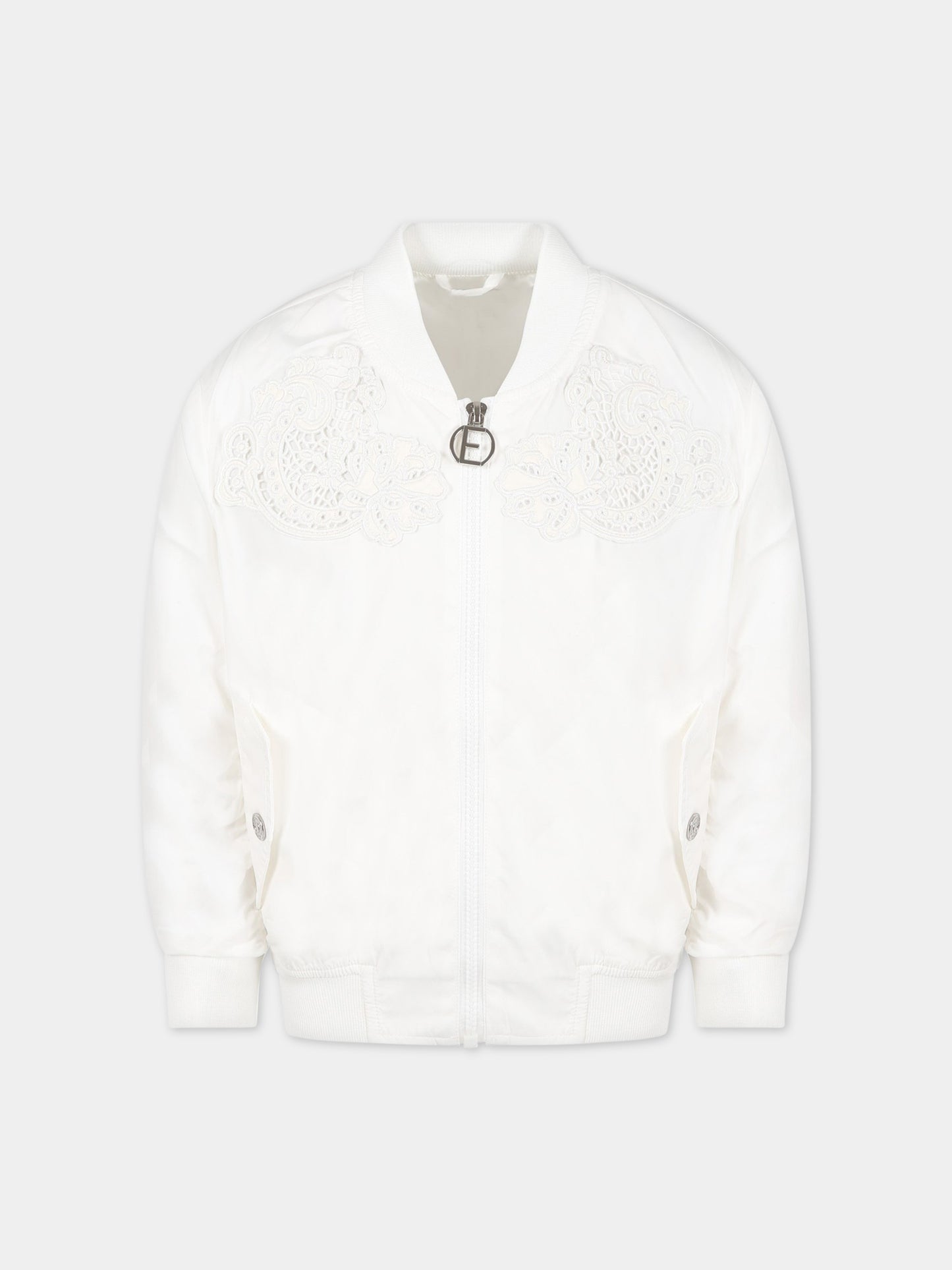 Giubbotto bianco per bambina con logo,Ermanno Scervino Junior,SFGB030C NY278 0002