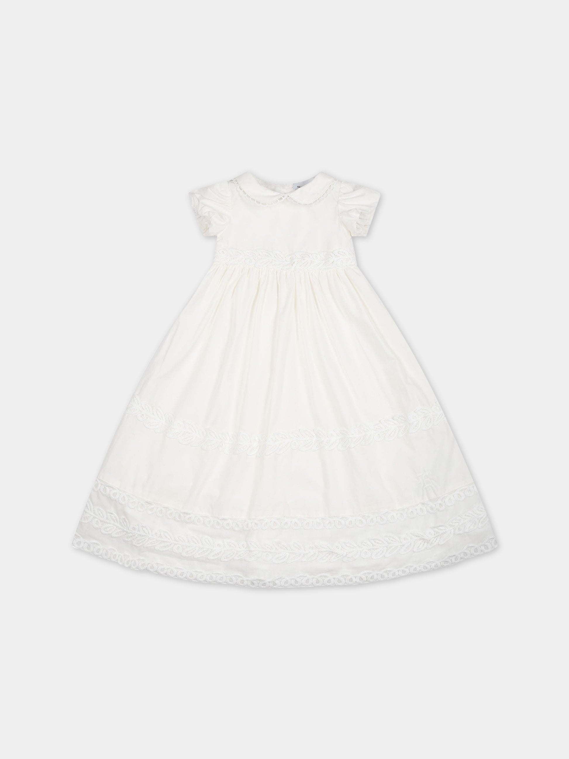 Vestito bianco per neonata con logo,Ermanno Scervino Junior,SNAB001C RI349 0001