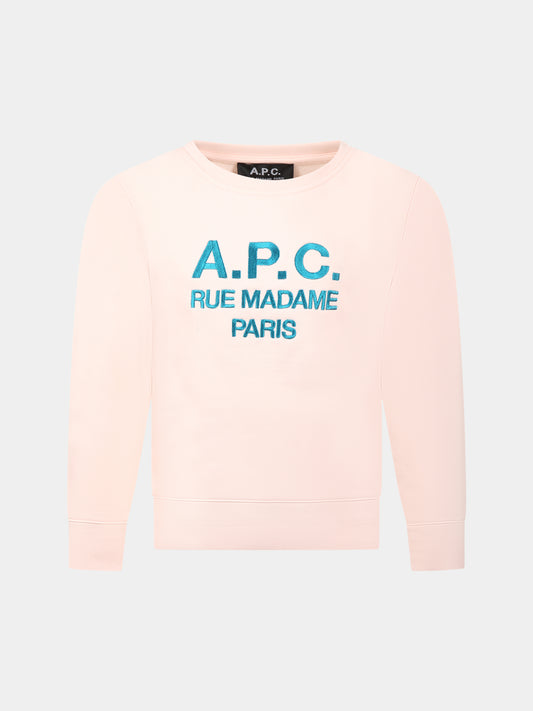 Felpa rosa per bambina con logo,A.p.c.,COEZD E27735FAB