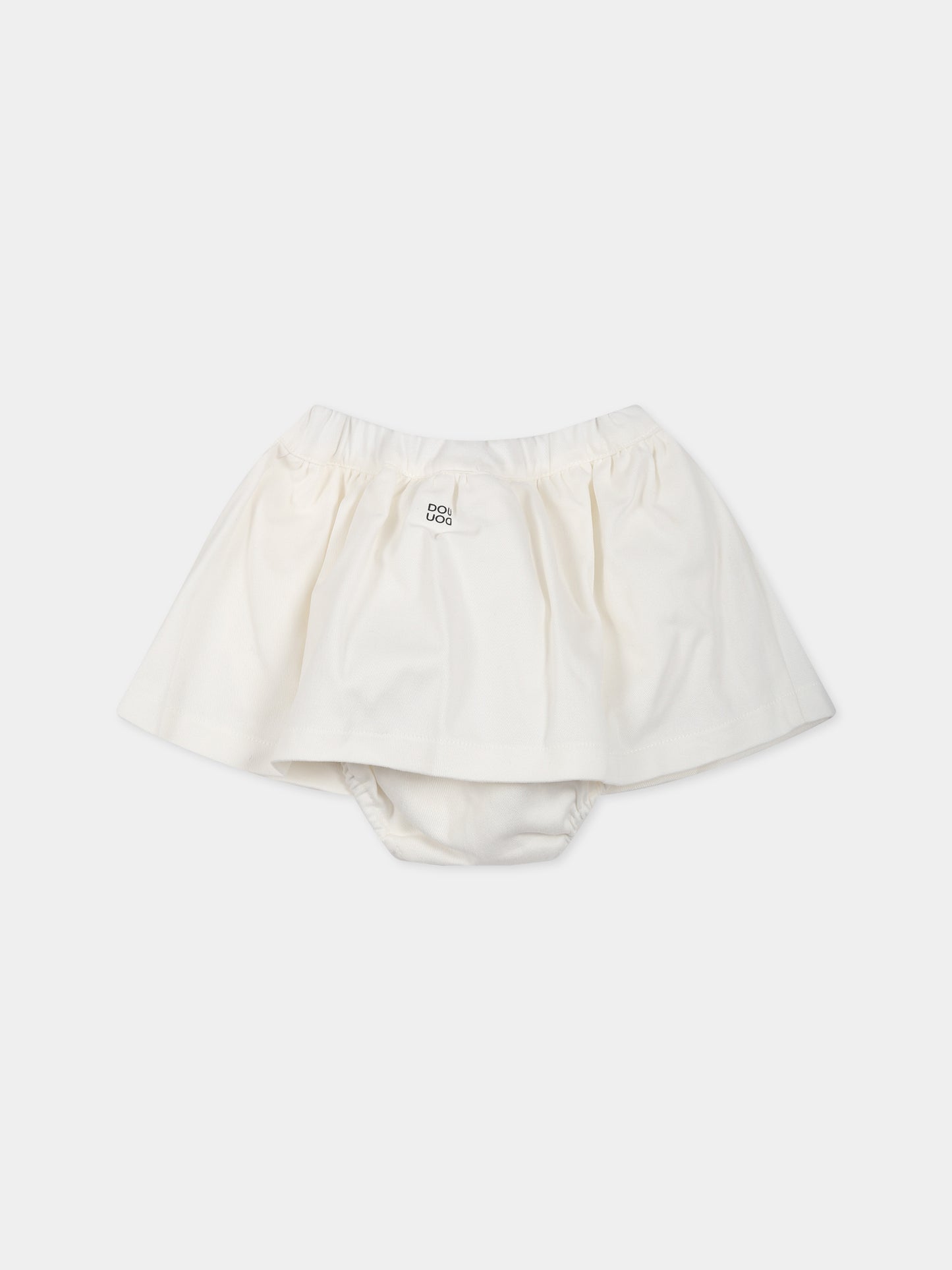 Gonna bianca per neonata con logo,Douuod Kids,DS7001 G0073 101