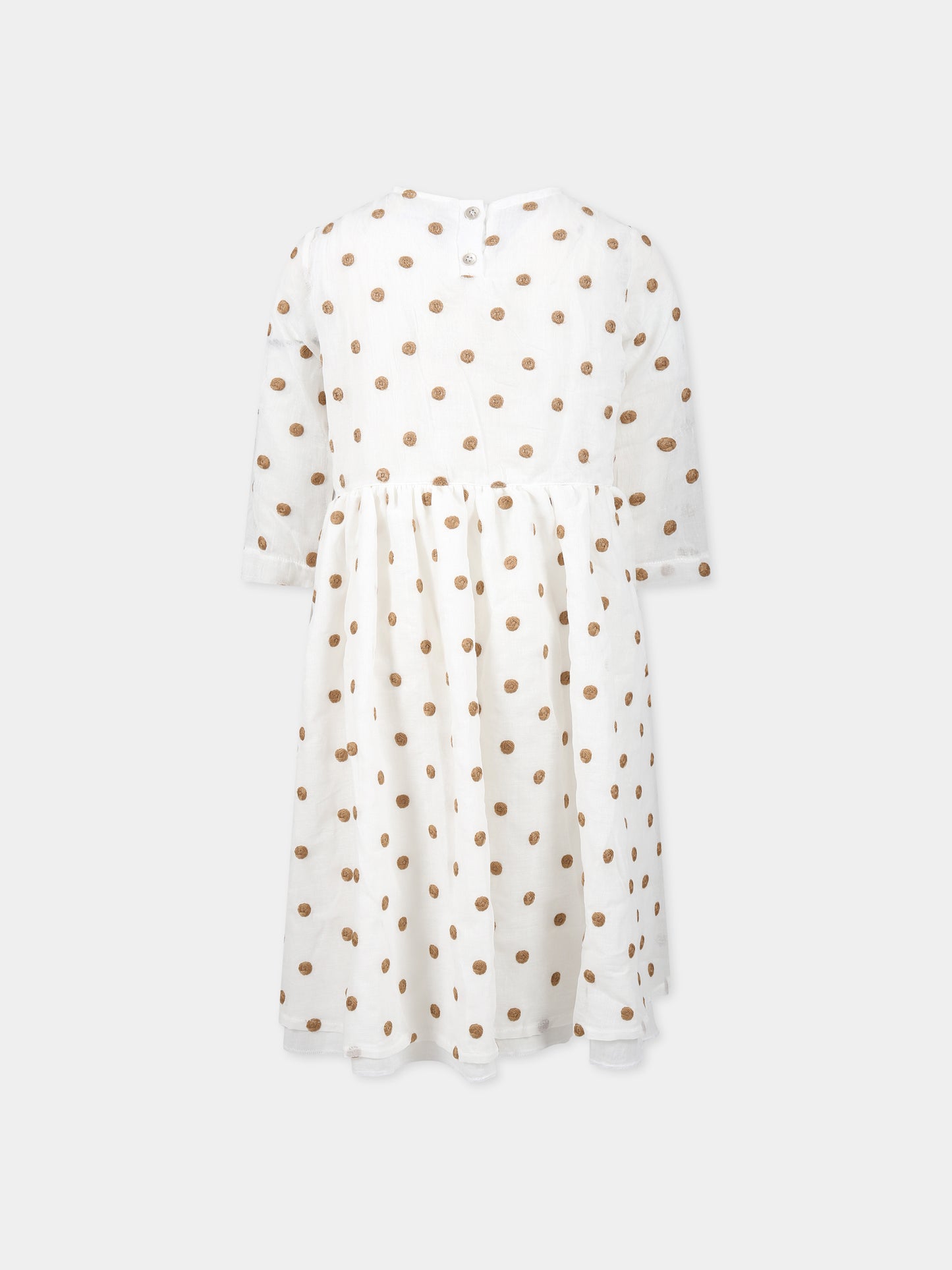 Vestito bianco per bambina con ricami,Caffe' D'orzo,ZS1A60 K0133 101MA