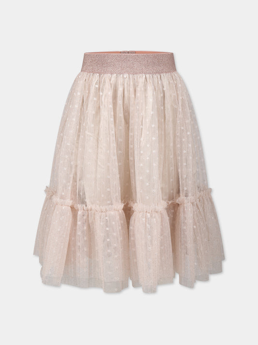 Gonna rosa per bambina con ricami e strass,Caffe' D'orzo,ZS7A34 T0045 504