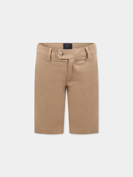 Shorts beige per bambino con logo,Fay Kids,FS6P39 G0019 112