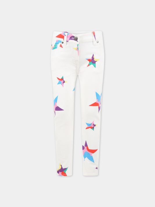 Jeans bianchi per bambina con stelle colorate,Stella Mccartney Kids,TS6E40 Z0858 100MC