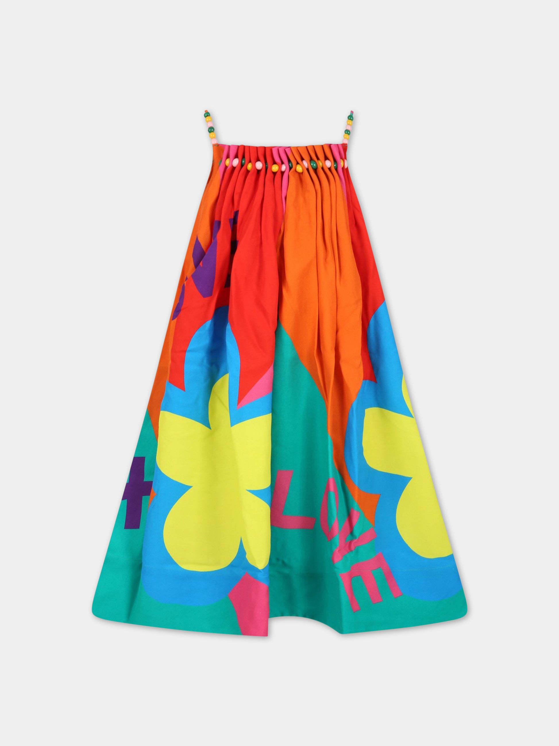 Vestito multicolor per bambina con fiori e scritta  Love ,Stella Mccartney Kids,TS1C62 Z0891 999MC