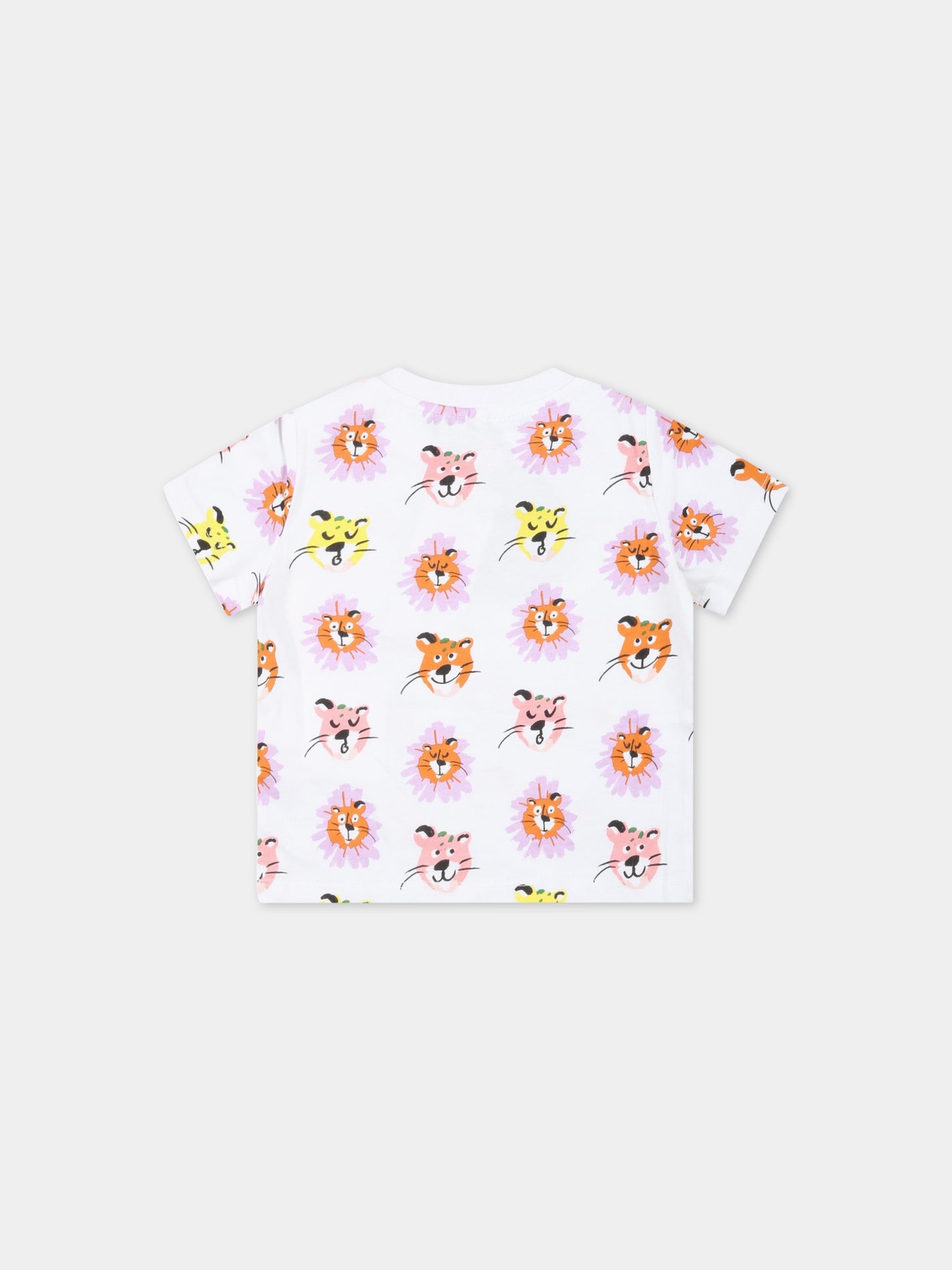 T-shirt bianca per neonata con animali,Stella Mccartney Kids,TS8101 Z1133 100MC