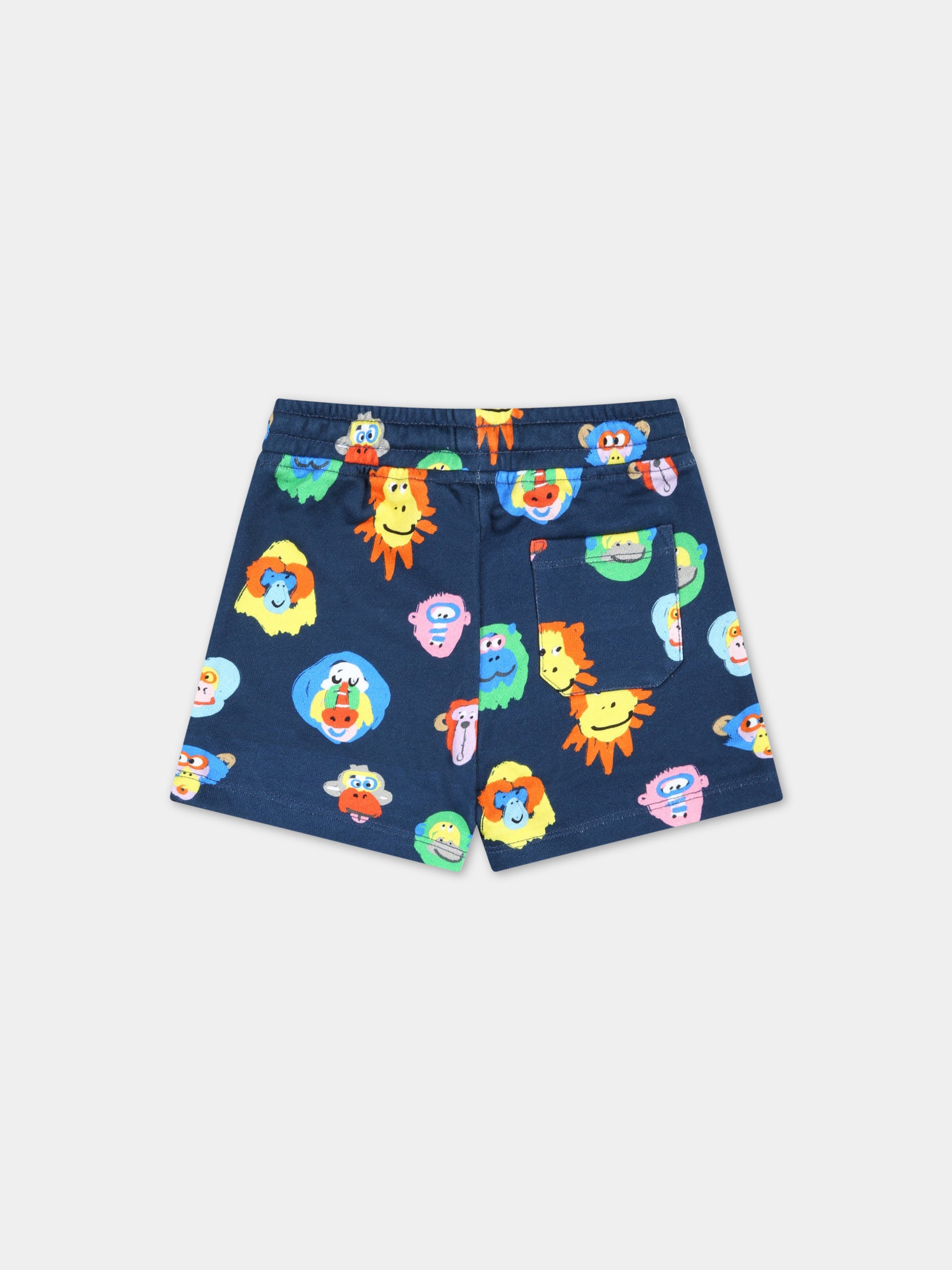 Shorts blu per neonato con animali,Stella Mccartney Kids,TS6689 Z1077 620MC