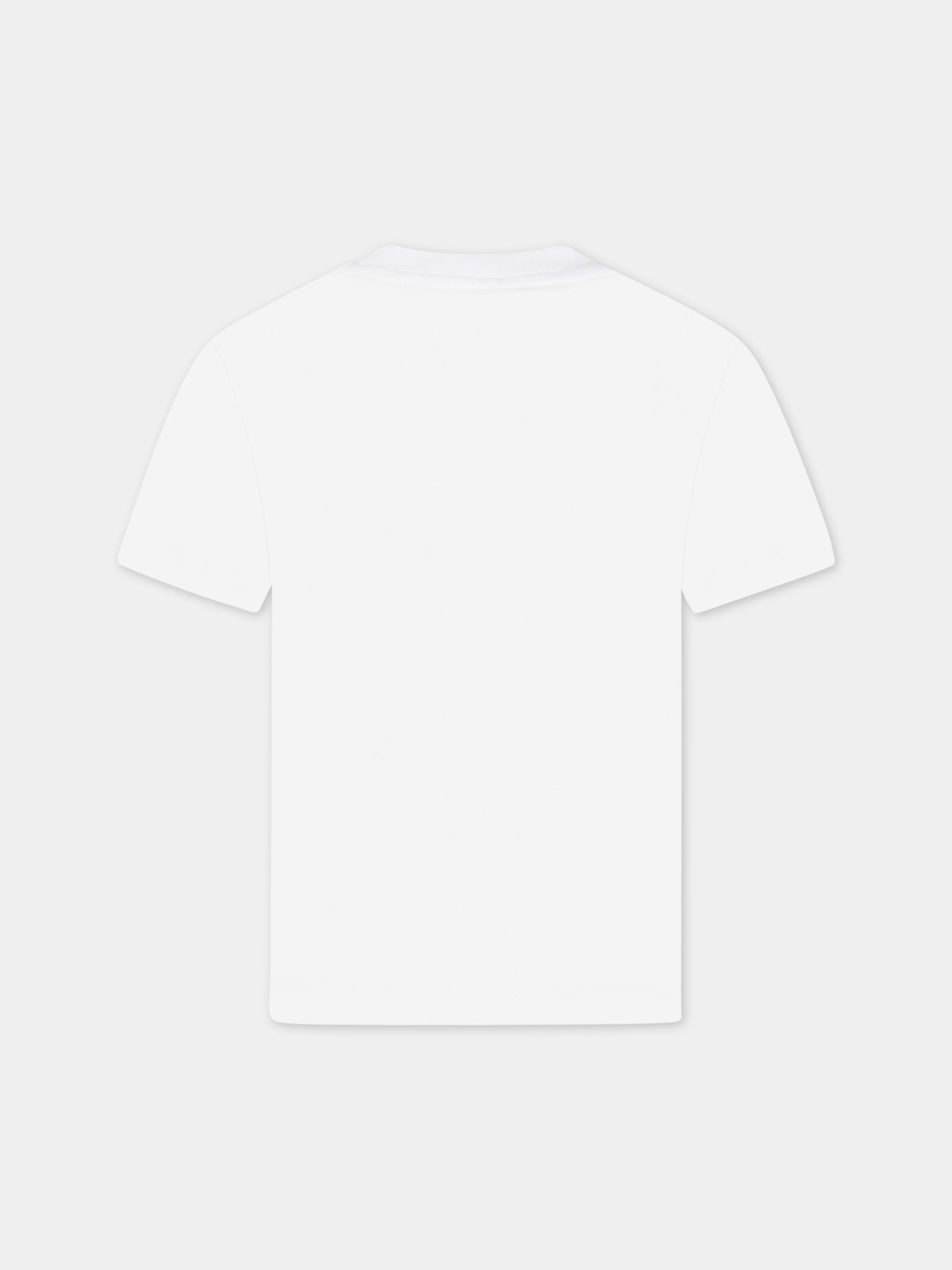 T-shirt bianca per bambini con logo e animali,Stella Mccartney Kids,TS8S91 Z0434 100