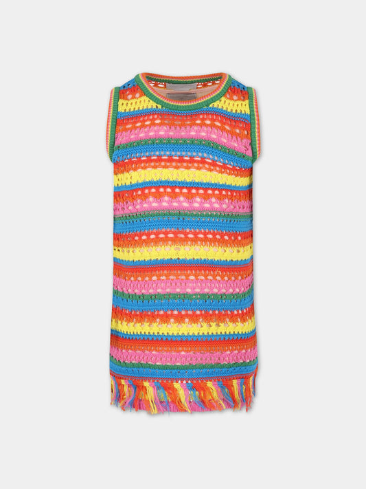 Vestito multicolor per bambina con frange,Stella Mccartney Kids,TS1C02 Z1146 999