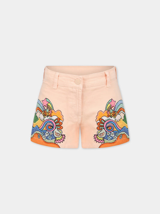 Shorts rosa per bambina con stampa,Stella Mccartney Kids,TS6A79 Z0156 504