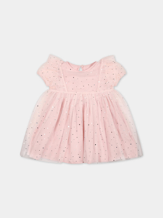 Vestito rosa per neonata con paillettes all-over,Stella Mccartney Kids,TS1311 Z1227 501