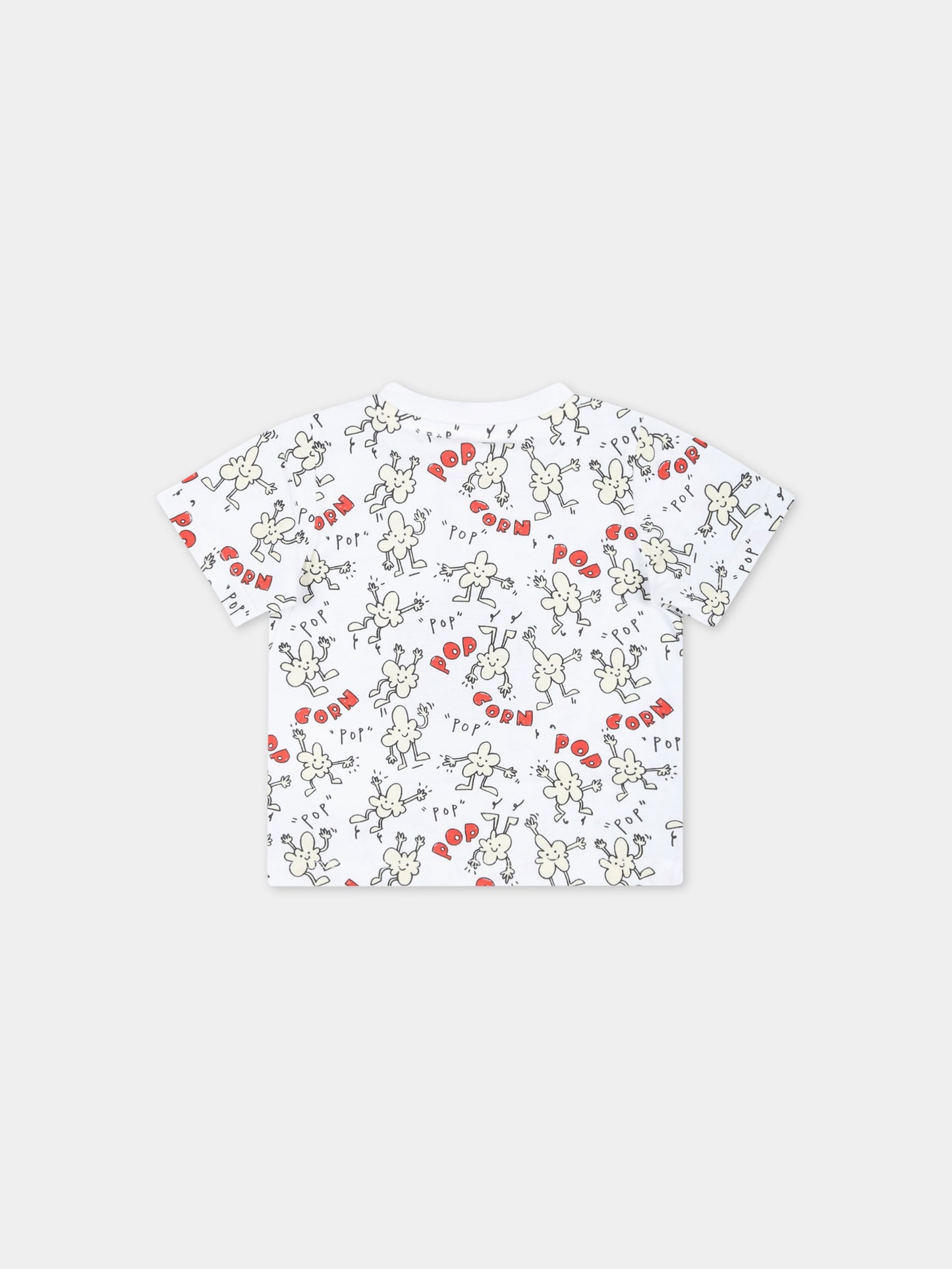 T-shirt bianca per neonati con Pop-Corn,Stella Mccartney Kids,TS8511 Z1088 101MC