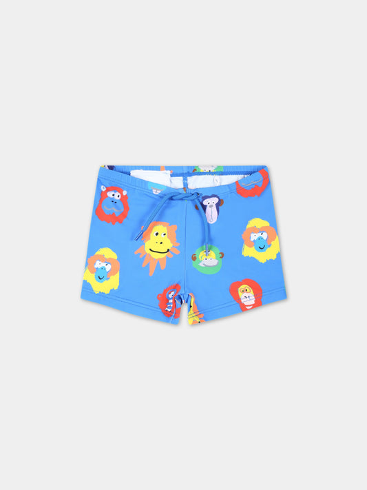 Boxer-mare azzurri per neonato con animali,Stella Mccartney Kids,TSC589 Z1123 611MC