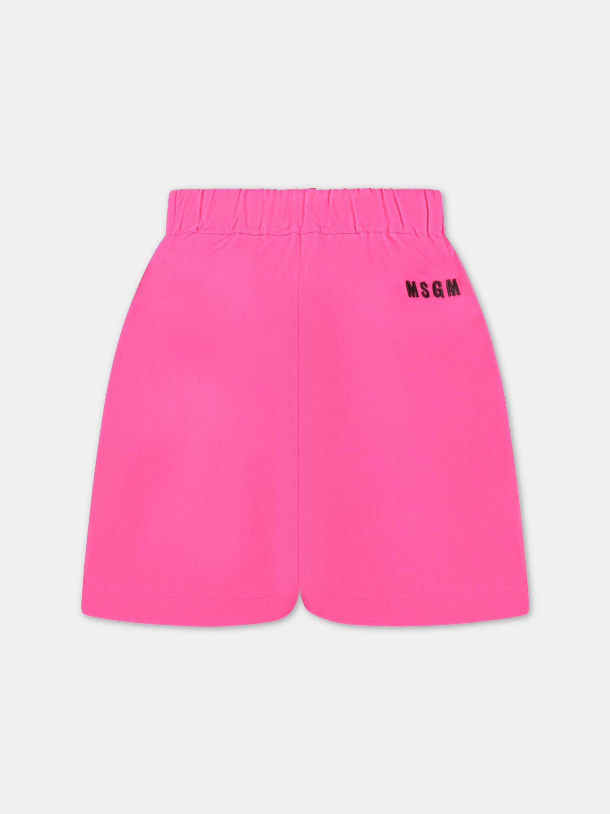 Shorts fucsia per bambina con logo nero,Msgm Kids,MS029457 044